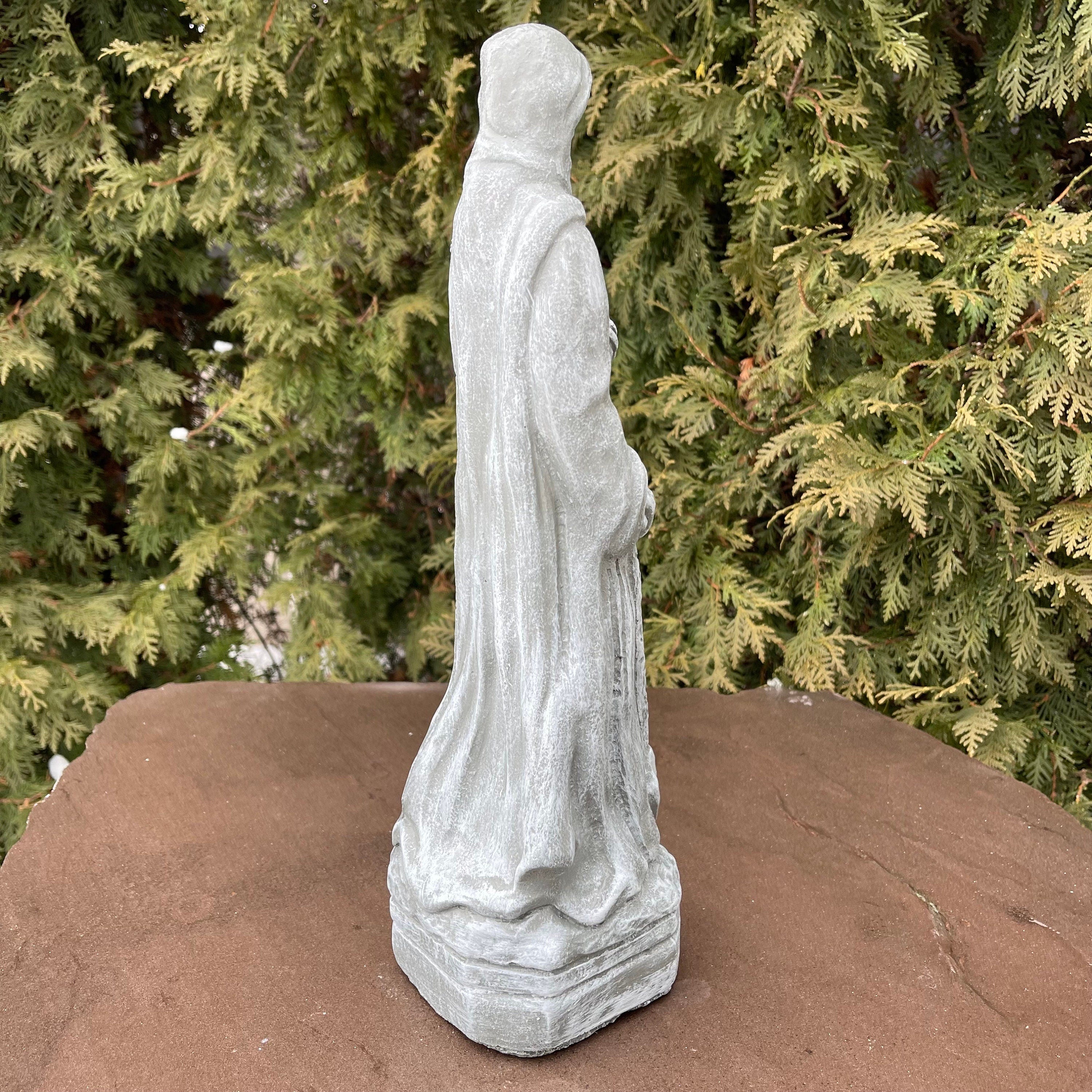15 Inch Painted Saint Fiacre Garden Statue - Concrete Catholic Patron Sculpture Outdoor Yard Ornament Gift