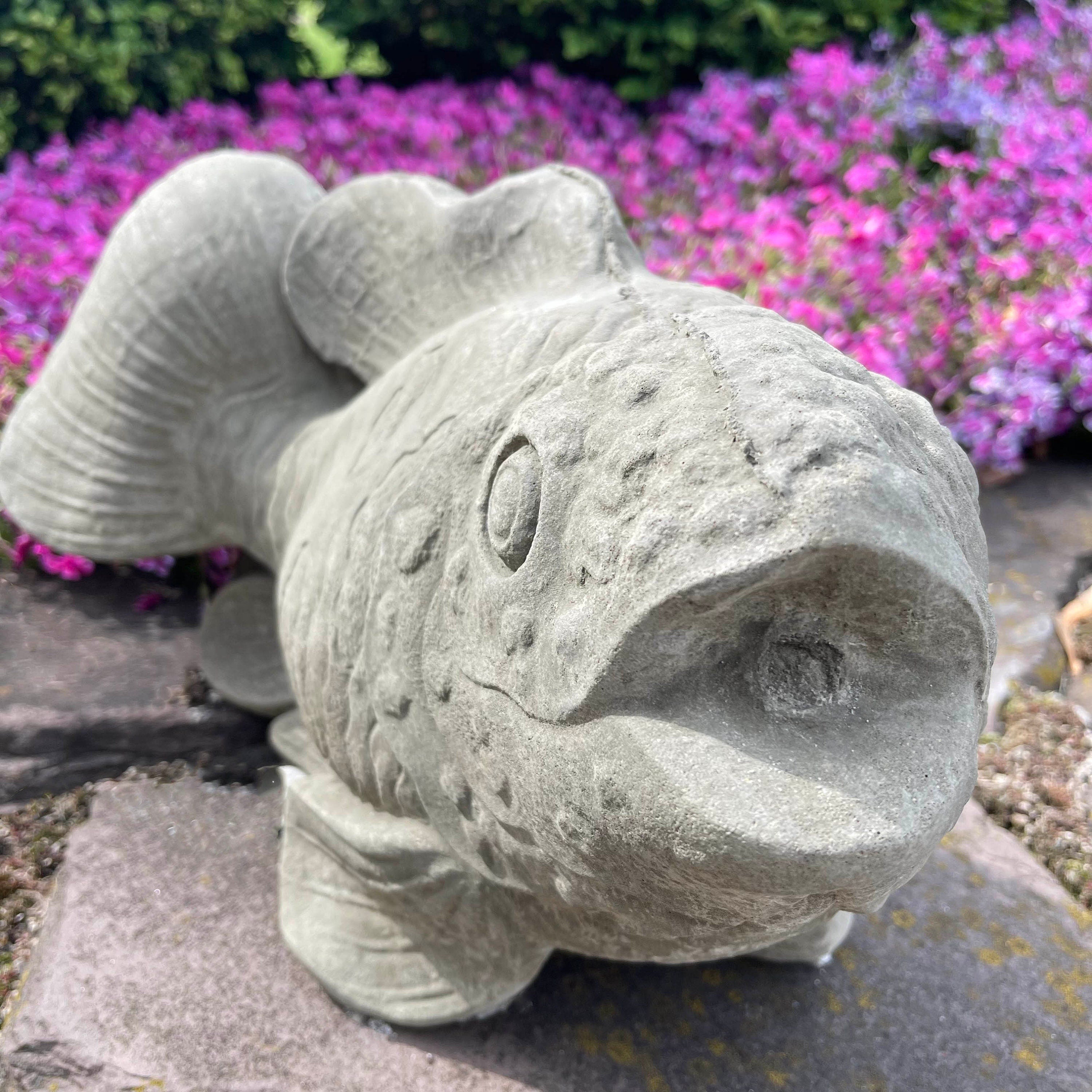 Large Concrete Koi Fish Statue 17 inch Garden Sculpture Pond Decor Zen Yard Art Lawn Ornament Gift