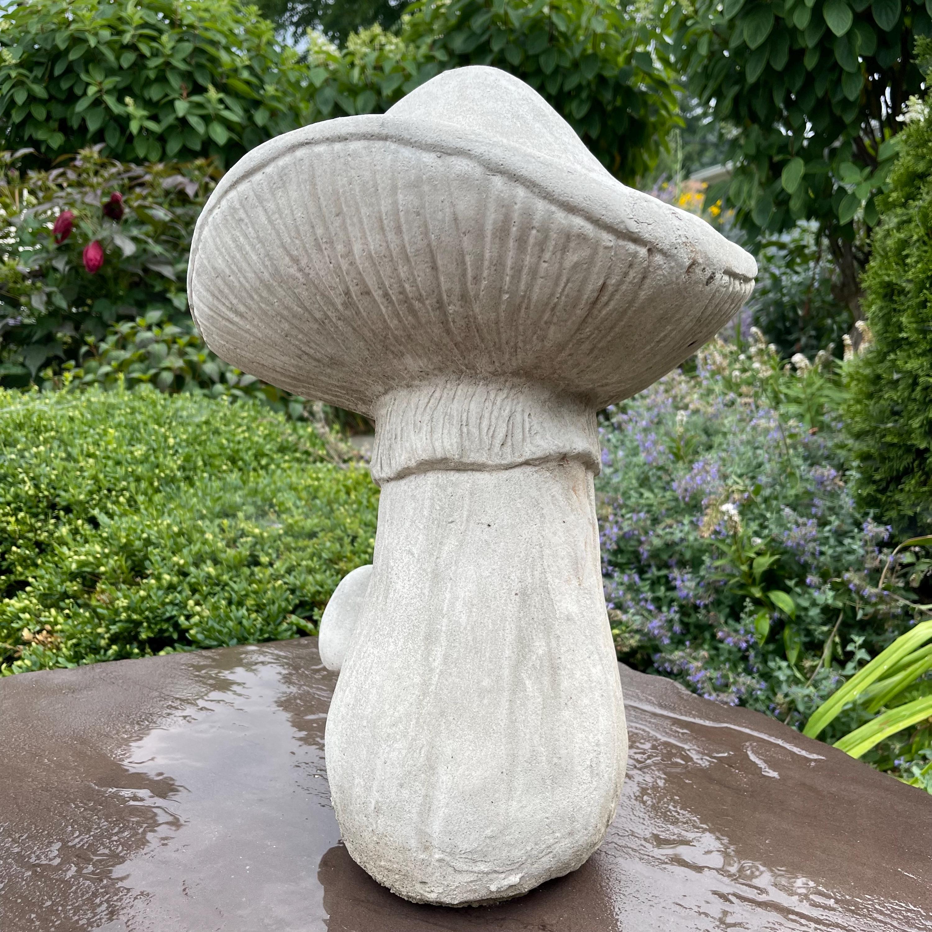 19 Inch Handmade Concrete Mushroom Garden Statue Whimsical Toadstool Yard Art Lawn Ornament Sculpture