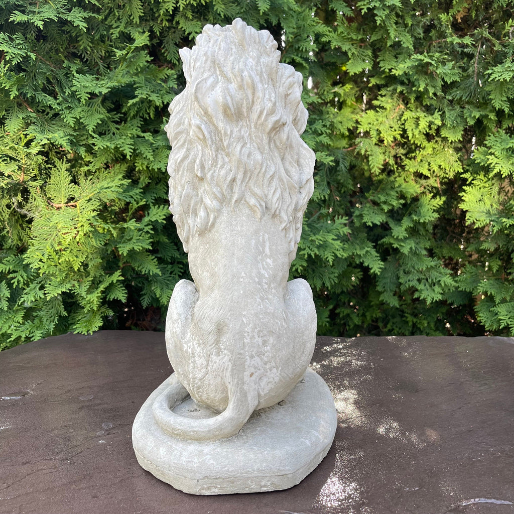 Sitting Concrete Lion Statue 16.5" Garden Sculpture Outdoor Lawn Ornament Animal Figure Yard Art Decor