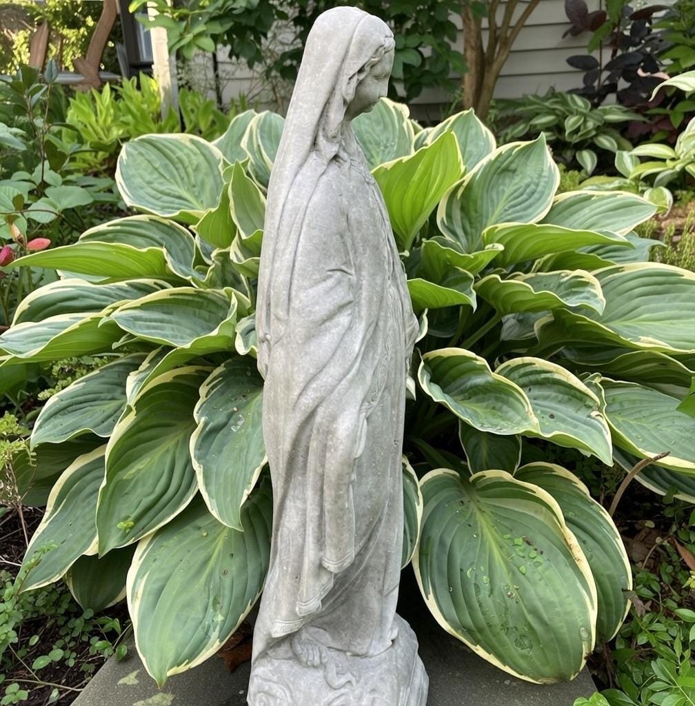 Concrete Virgin Mary Garden Statue 24" Cement Our Lady Of Grace Outdoor Statue