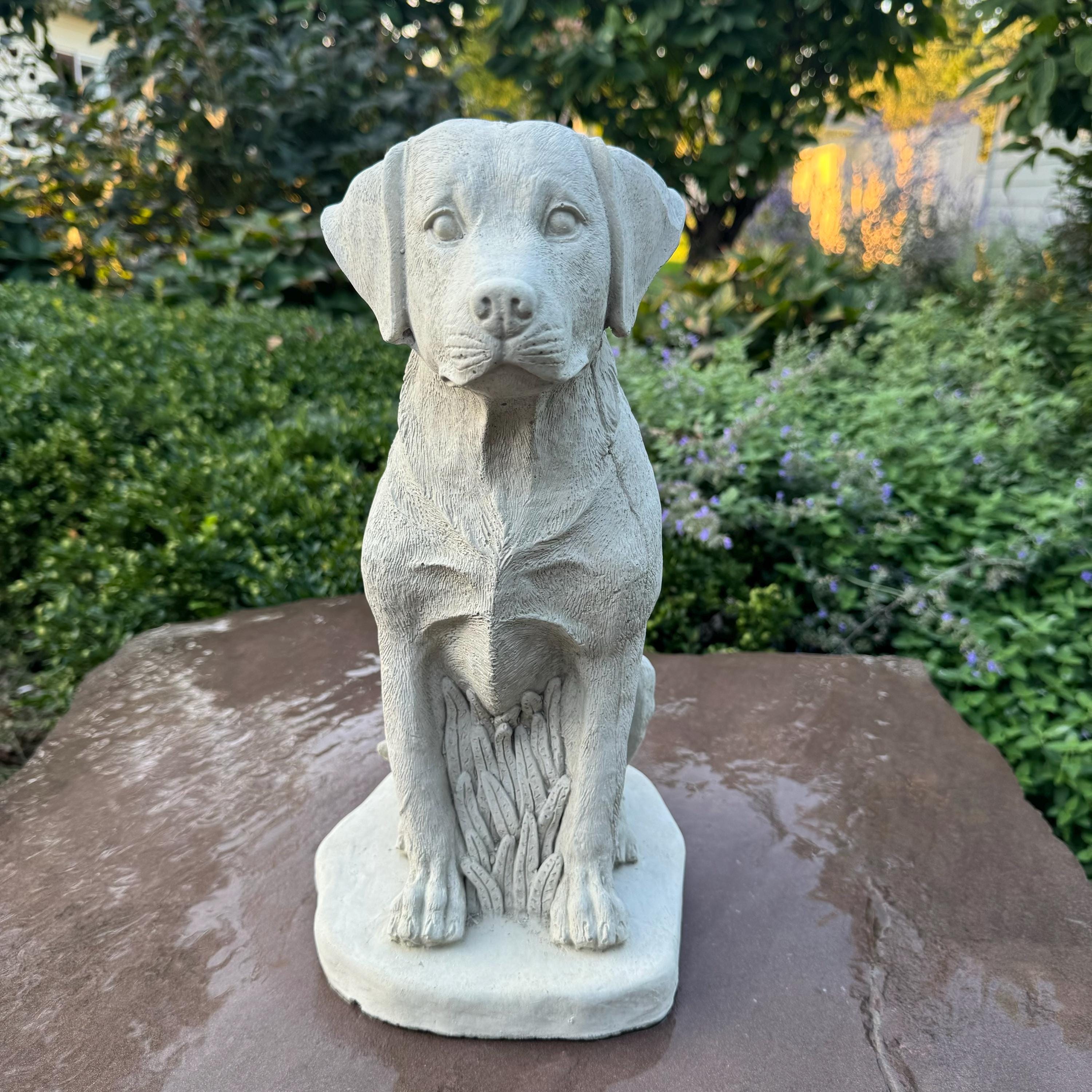 Large Concrete Labrador Garden Statue 14.5" Cement Dog Sculpture Yard Decor Memorial Pet Gift