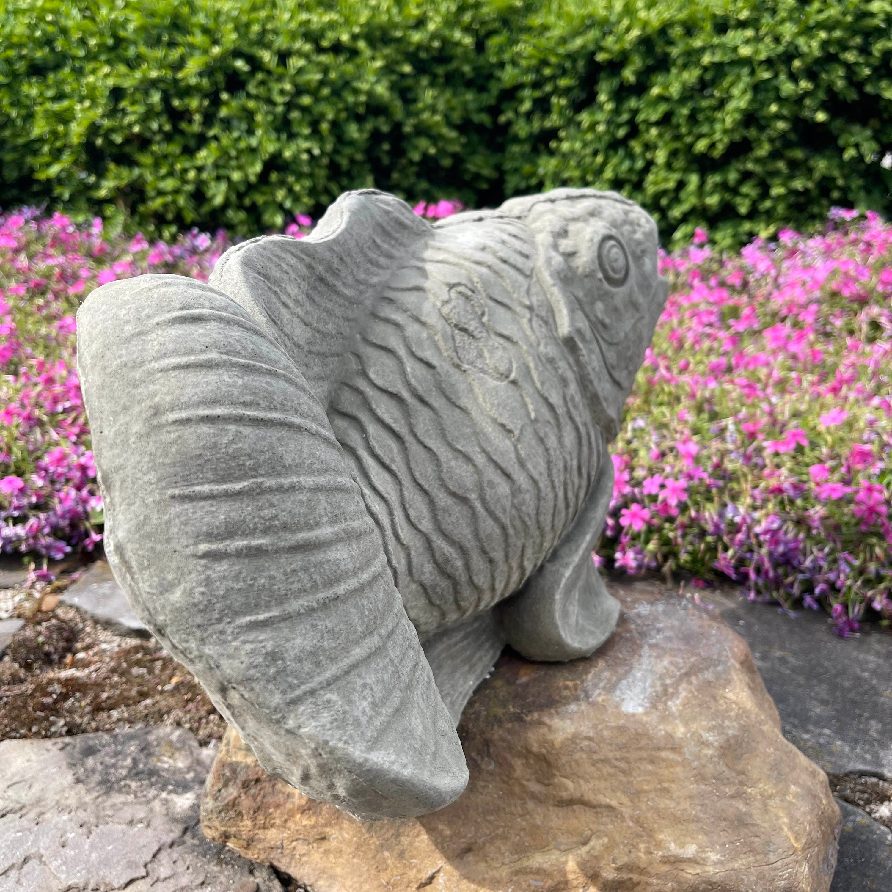 Large Concrete Koi Fish Statue 17 inch Garden Sculpture Pond Decor Zen Yard Art Lawn Ornament Gift