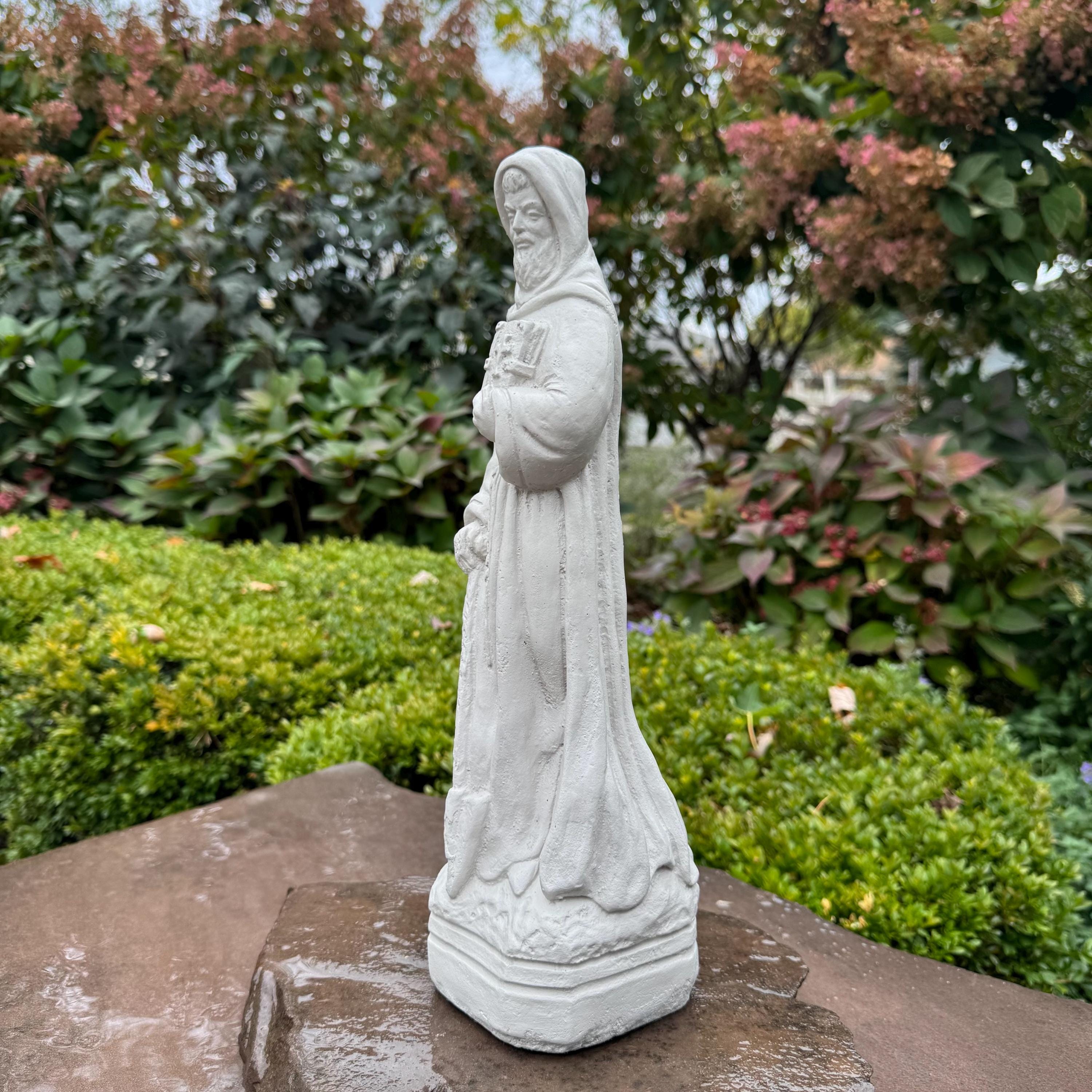 15" Concrete St Fiacre Garden Saint Statue - Catholic Religious Outdoor Yard Decor Patron of Gardeners