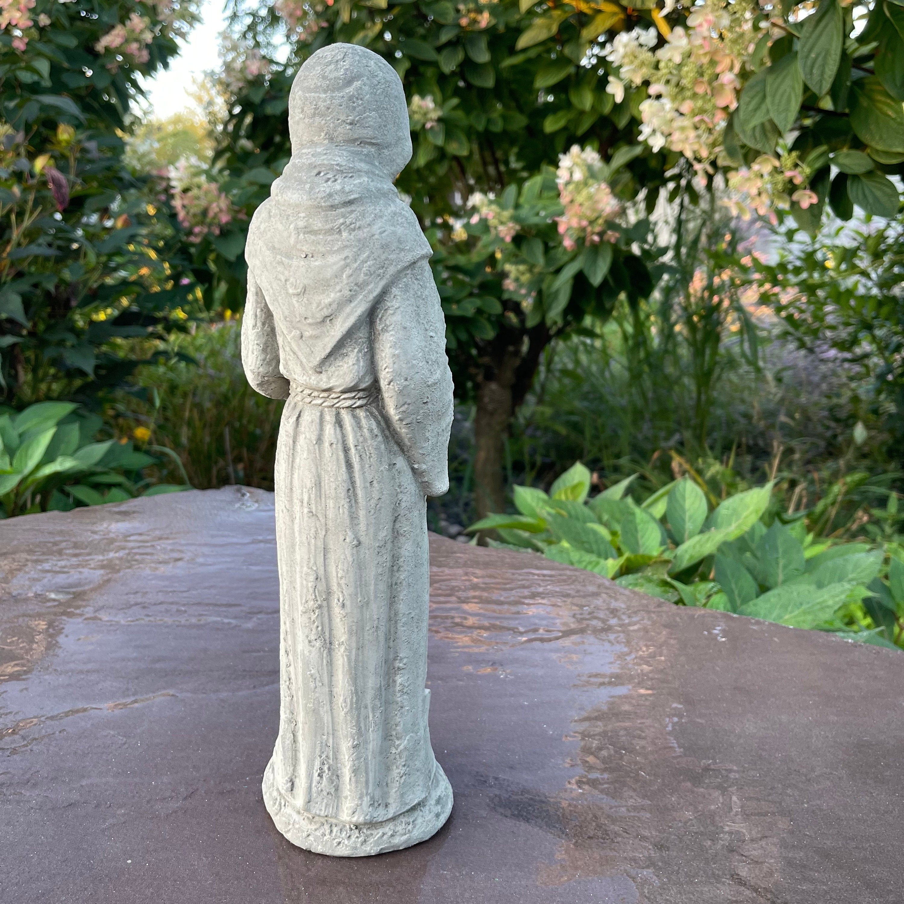 Saint Fiacre Garden Statue 15" Catholic Patron Concrete Outdoor Religious Yard Art Sculpture Decor