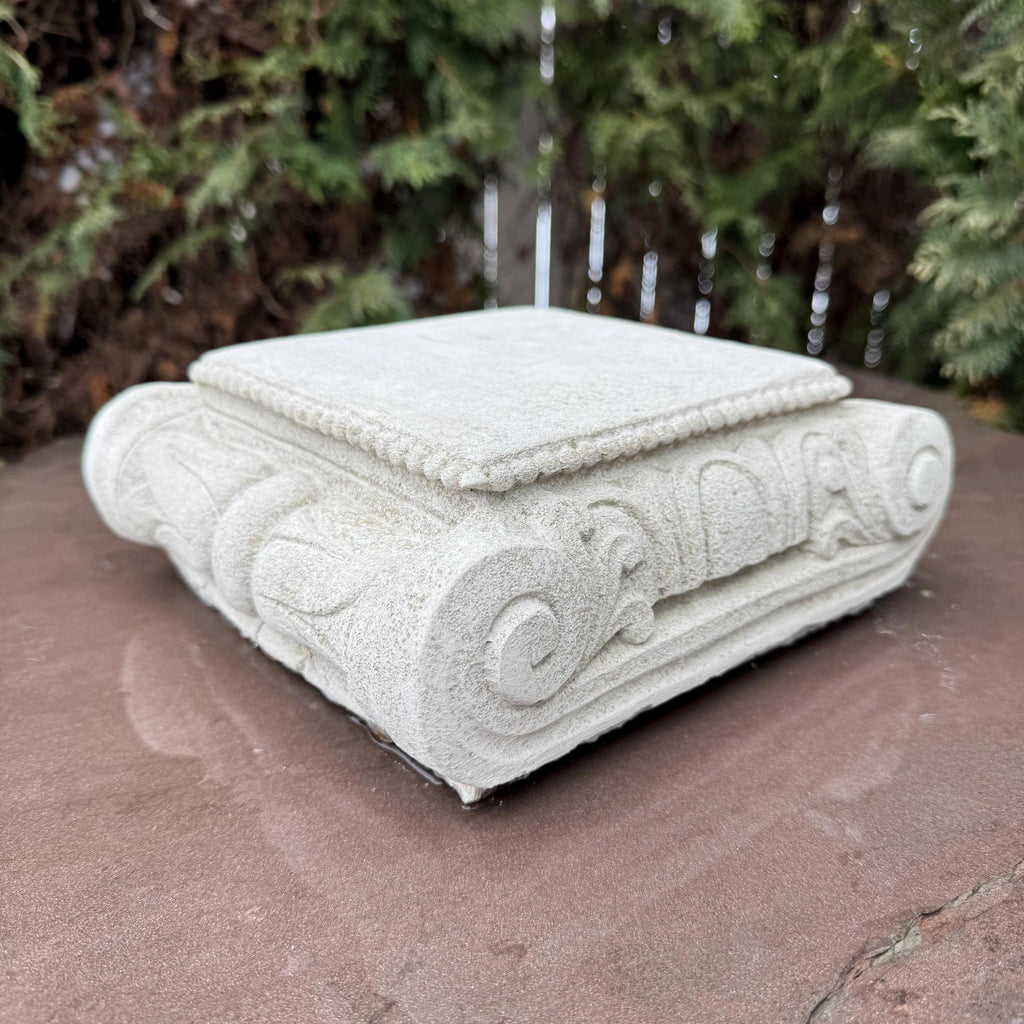 Modern Concrete Plant Pedestal Stand - 9 Inch Garden Art Sculpture Plinth Display Base for Outdoor Yard Decor