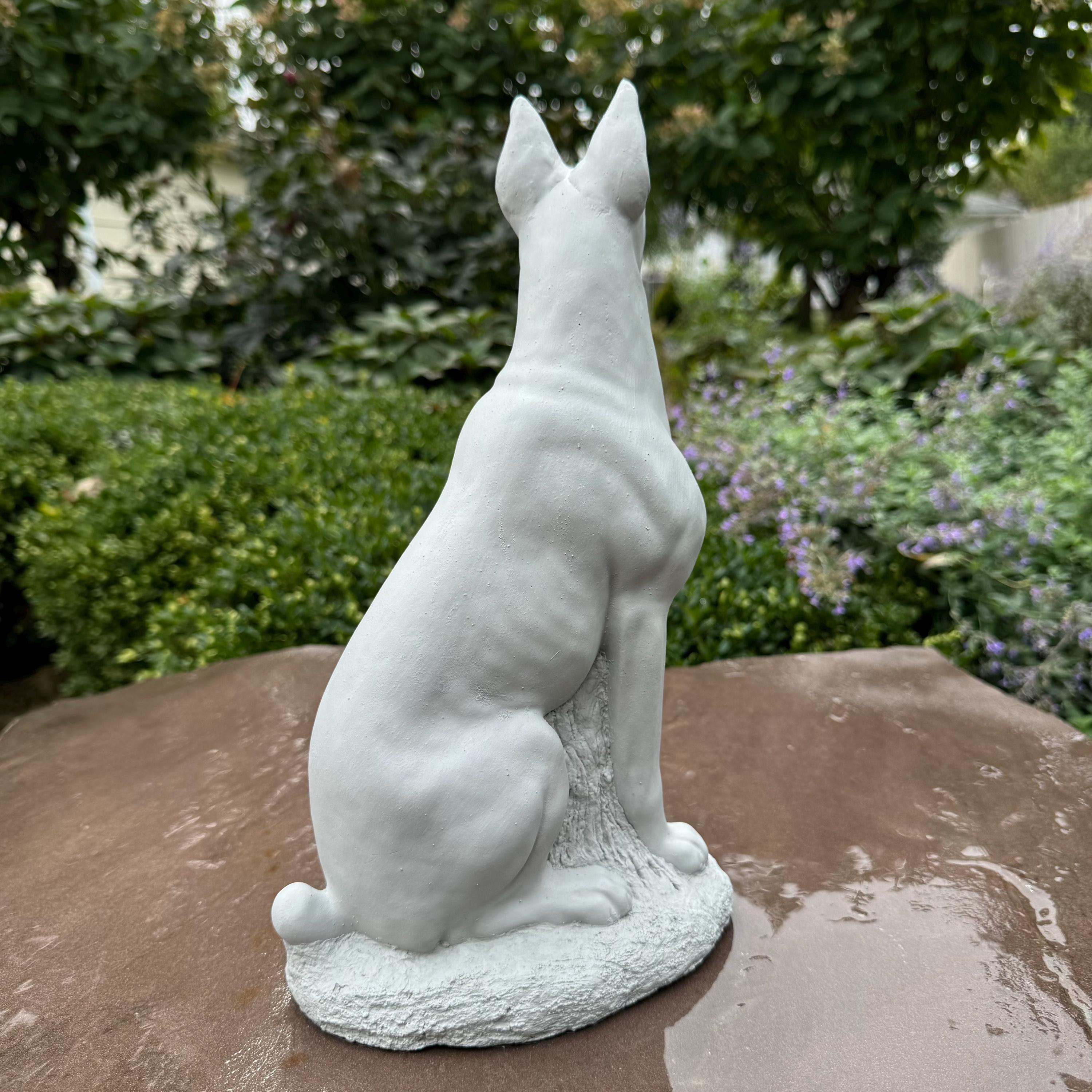 12 Inch Concrete Doberman Pinscher Garden Statue: Outdoor Dog Sculpture Yard Decor Lawn Ornament Pet Memorial Gift