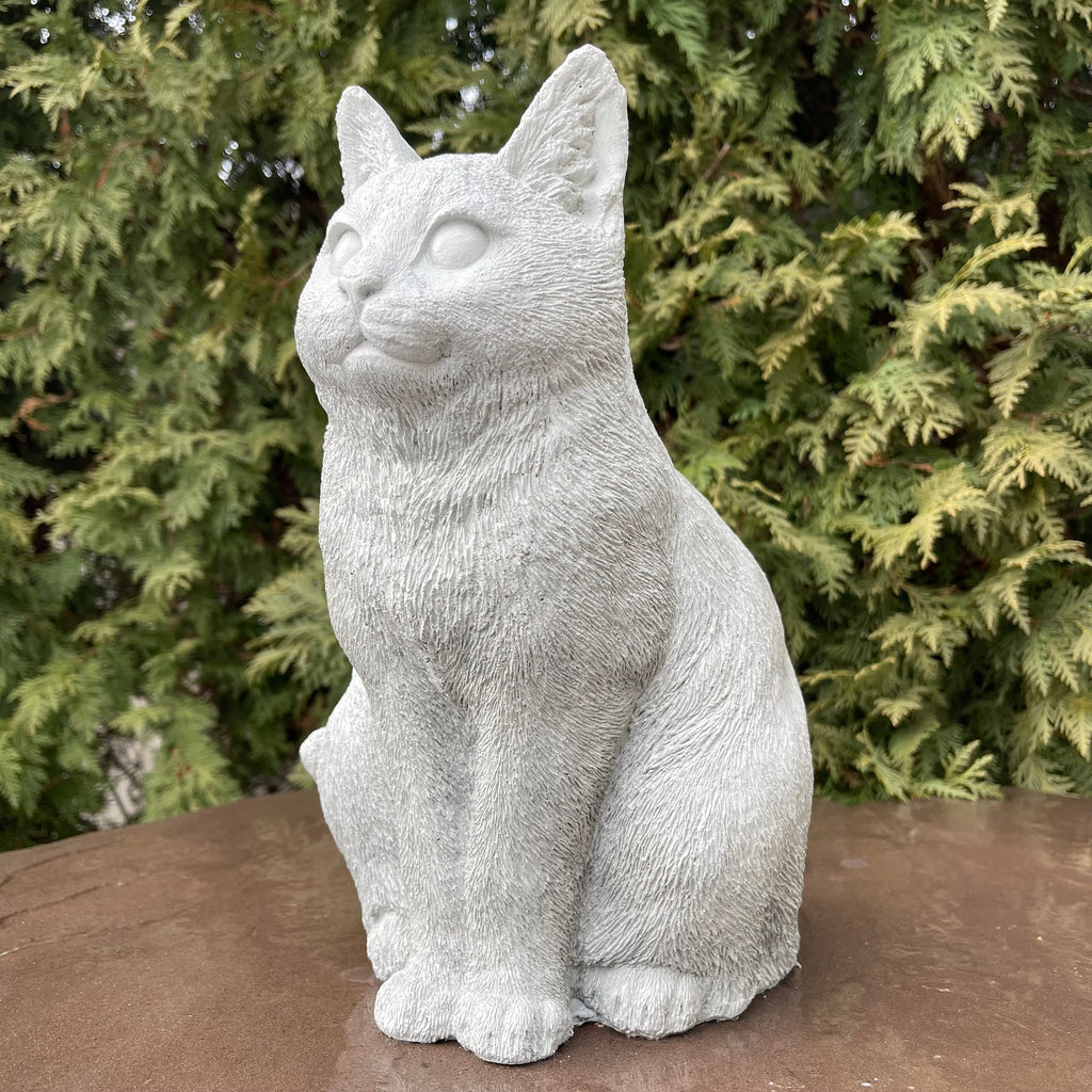 Cat Cement Statue 12" Concrete Cat Sculpture For Garden