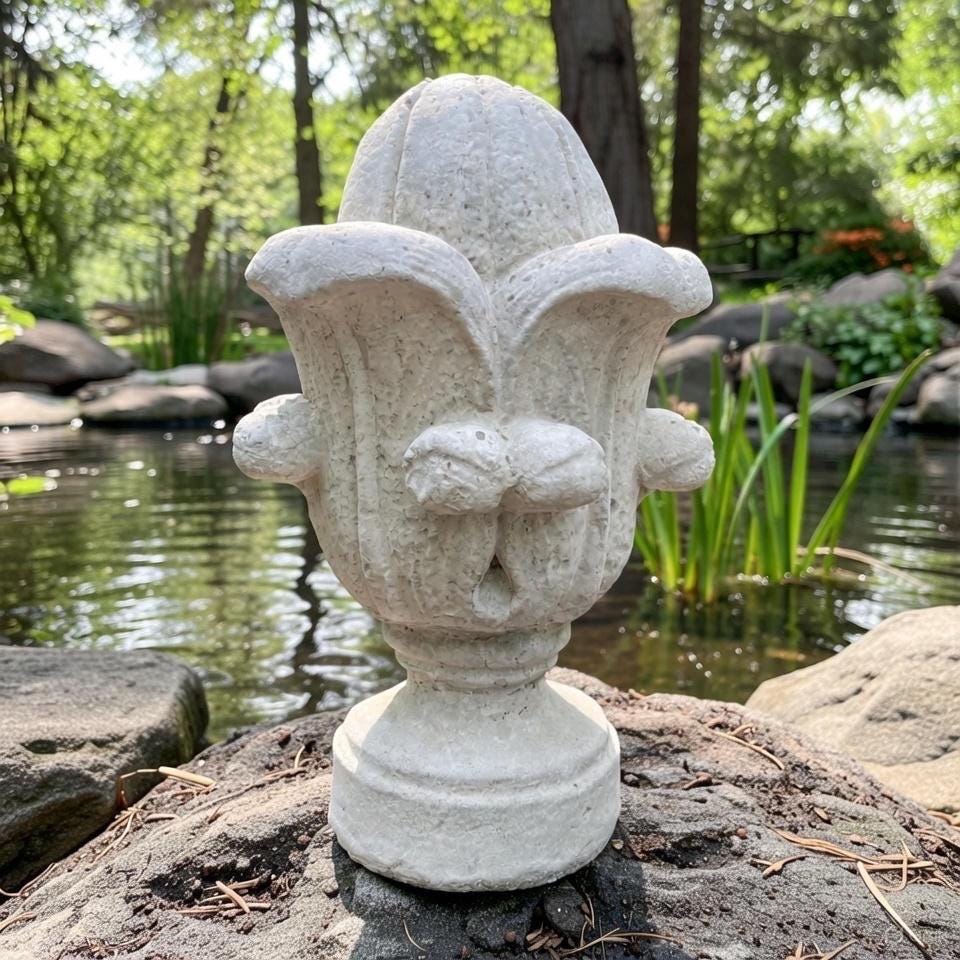 Concrete Tulip Fountain Topper 11" Outdoor Garden Spitter Water Feature Finial Ornament Yard Decor