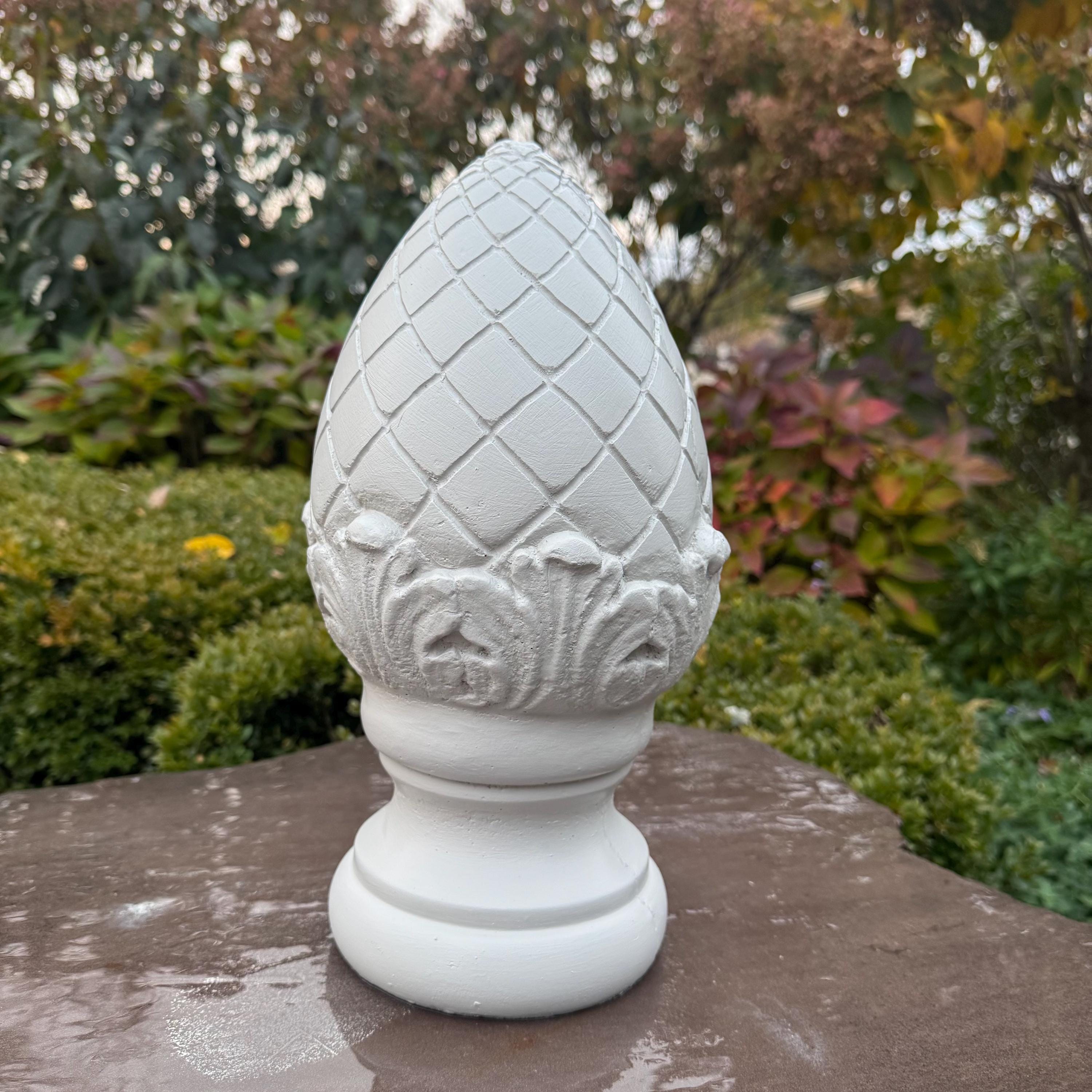Concrete Garden Finial Statue 13.5" Durable Outdoor Lawn Sculpture Decor Accent Gift