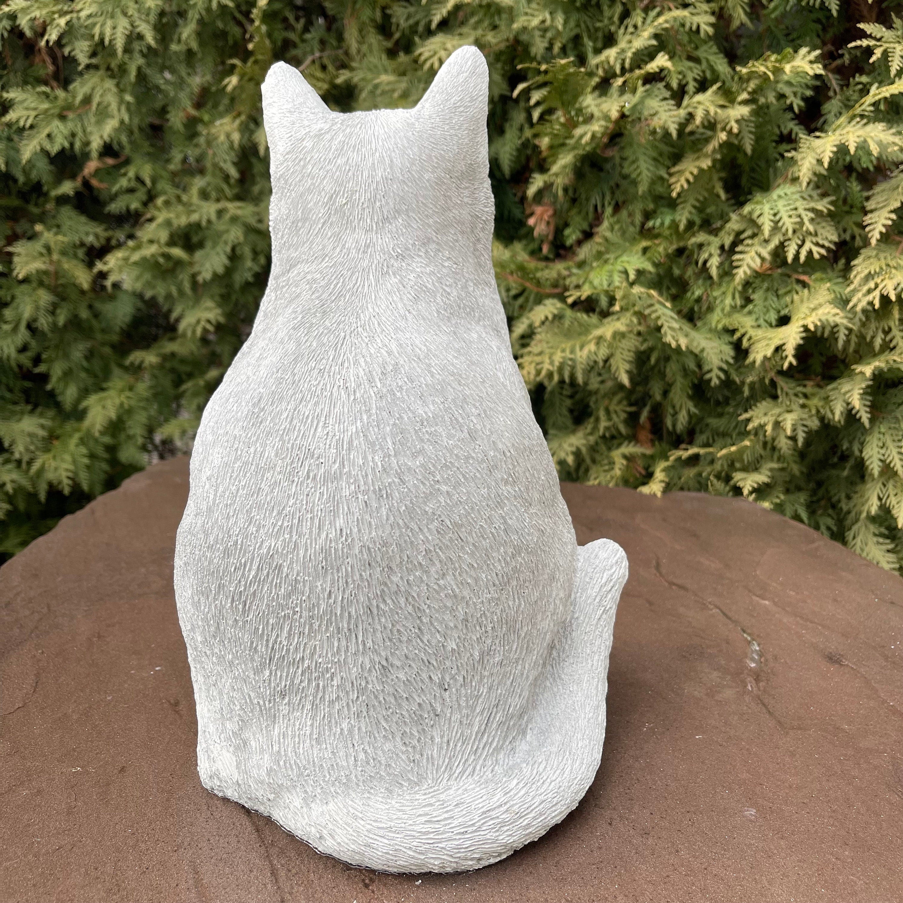 Cat Cement Statue 12" Concrete Cat Sculpture For Garden
