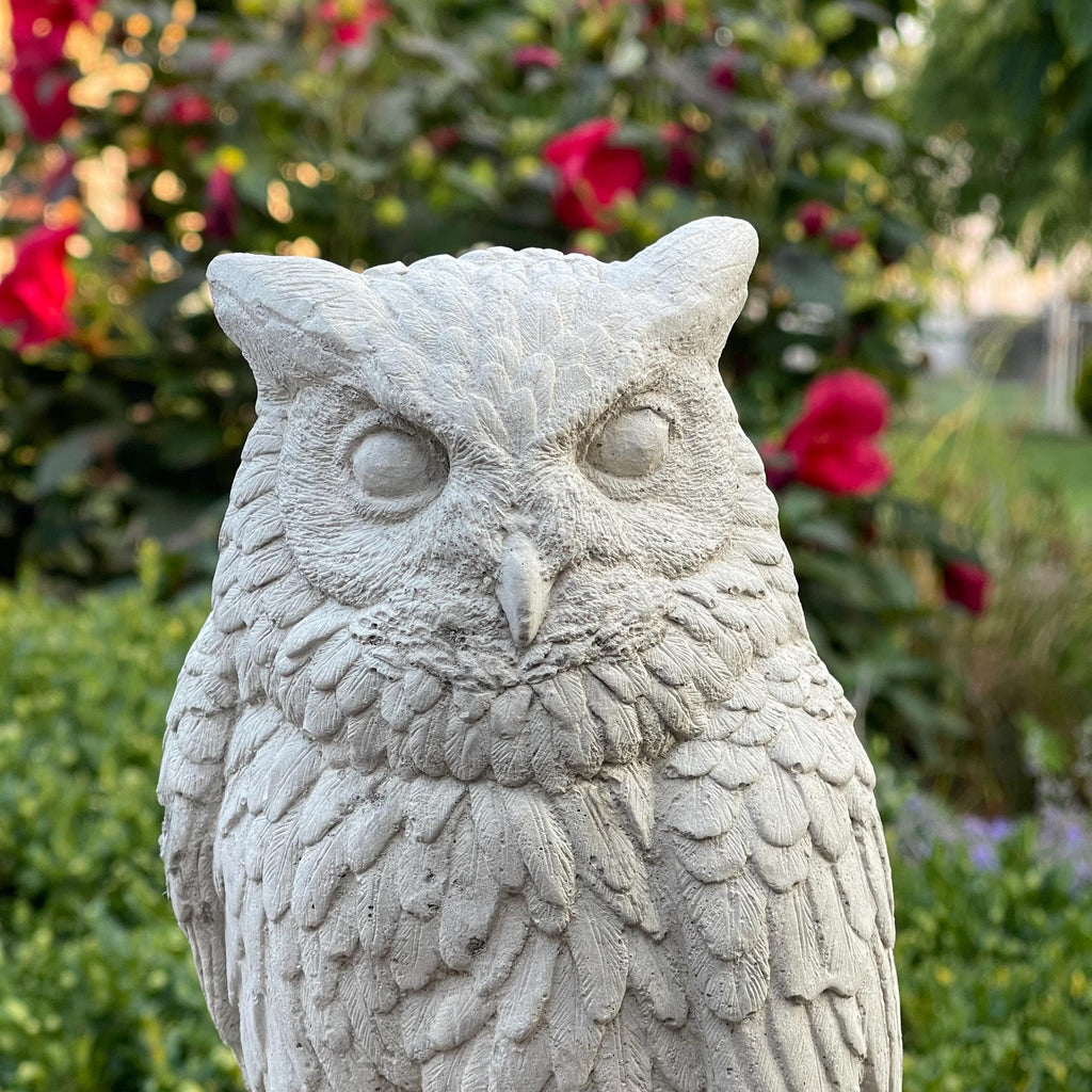 Handmade Concrete Owl Garden Statue 12 Inch Charming Outdoor Yard Decor Sculpture Ornament Gift