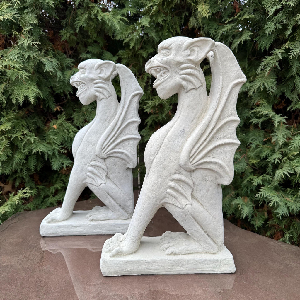 Concrete Griffin Garden Statue 18 Inch Winged Gothic Grotesque Sculpture Yard Ornament Decor