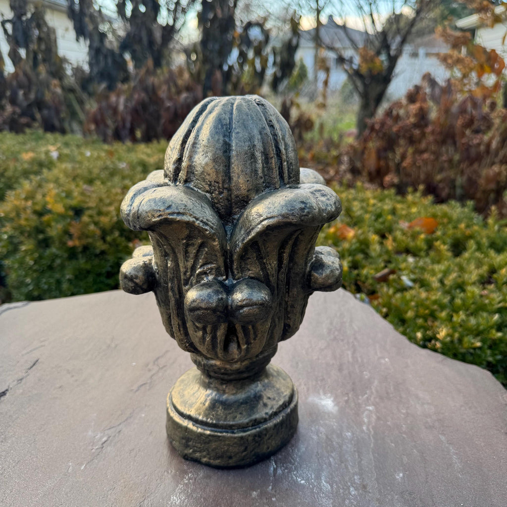 Gold Leaf Concrete Finial – 11 Inch French Garden Sculpture