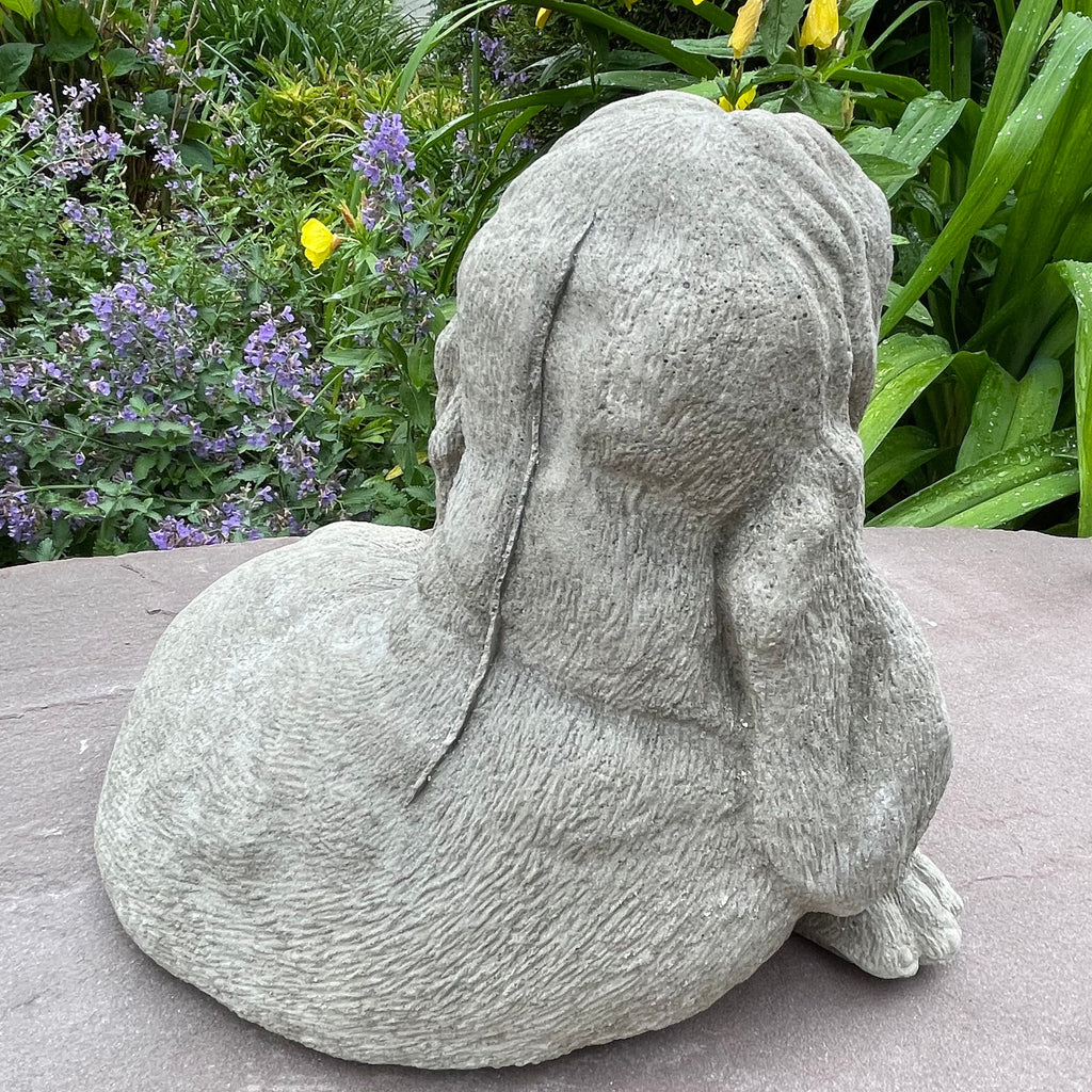 Concrete Basset Hound Garden Statue 10" Outdoor Pet Memorial Dog Figurine Yard Decor Sculpture Gift