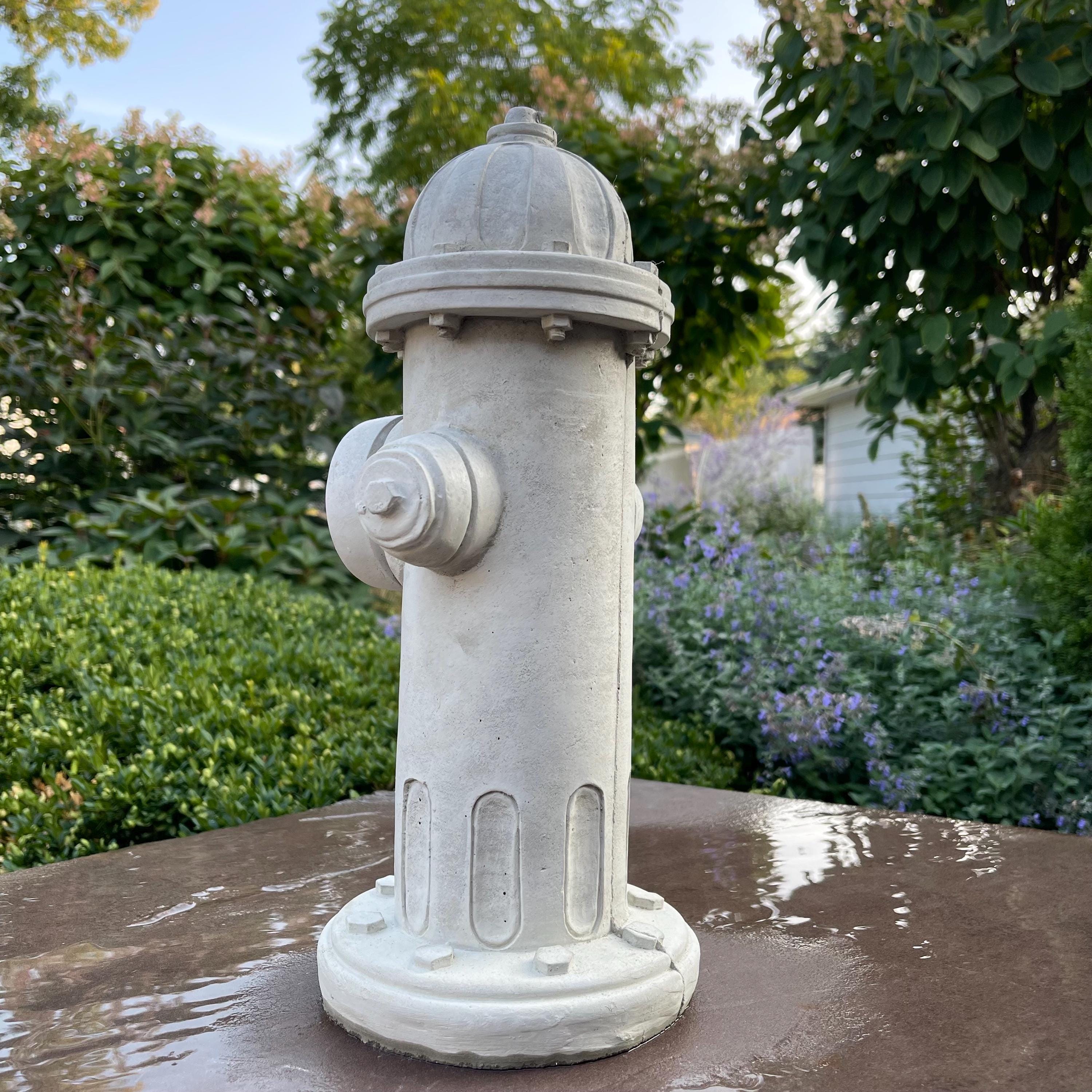 Concrete Fire Hydrant Garden Statue 14" Dog Lawn Ornament Memorial Yard Art Decor