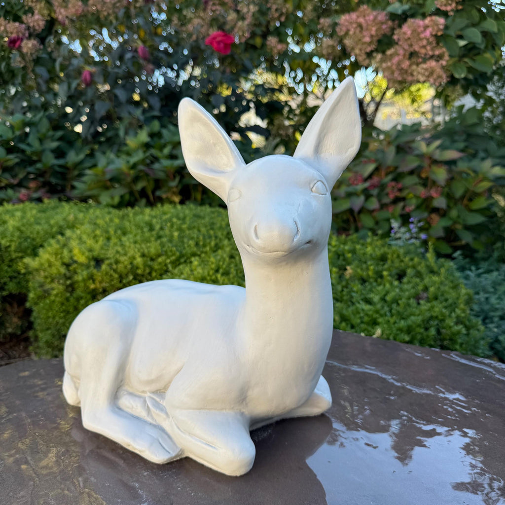 Concrete Deer Statue 15 Inch Garden Sculpture Wildlife Lawn Art Yard Ornament Animal Decor