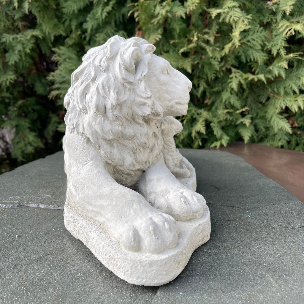 Biblical Lion Lamb Concrete Statue 15" Garden Sculpture Outdoor Religious Yard Decor Art