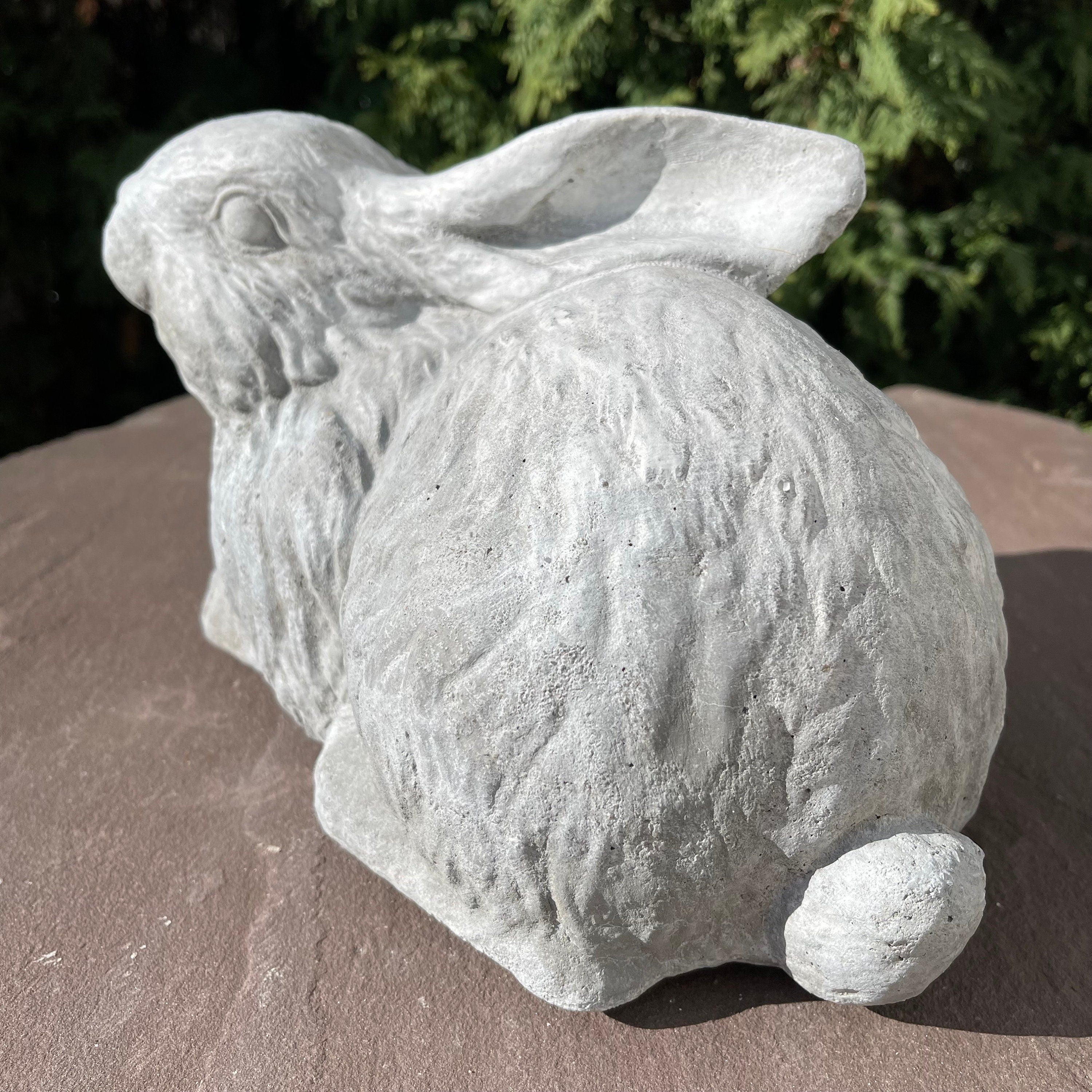 Concrete Rabbit Garden Statue 11" Modern Bunny Sculpture Outdoor Yard Art Lawn Ornament Animal Decor