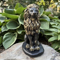 Lion Garden Statue: 16 Inch Concrete Patio Sculpture Outdoor Yard Decor Animal Art Ornament