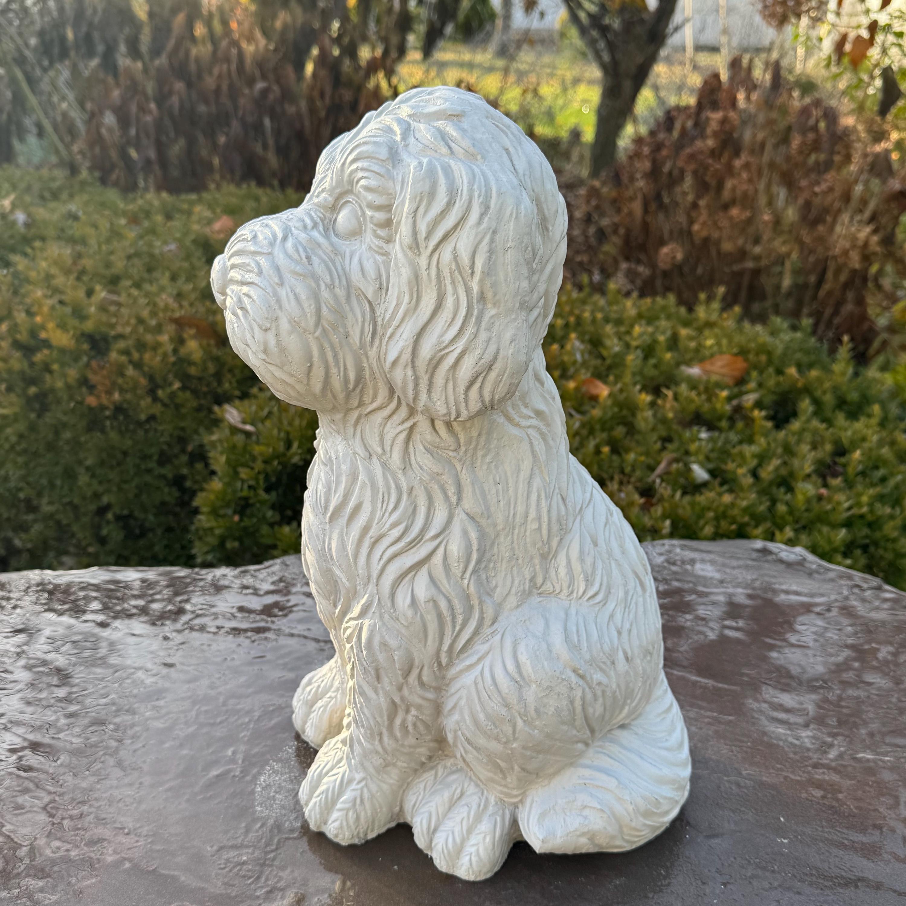 Large Labradoodle Garden Statue 15" Outdoor Concrete Dog Decor Handmade Yard Sculpture Memorial Pet Gift
