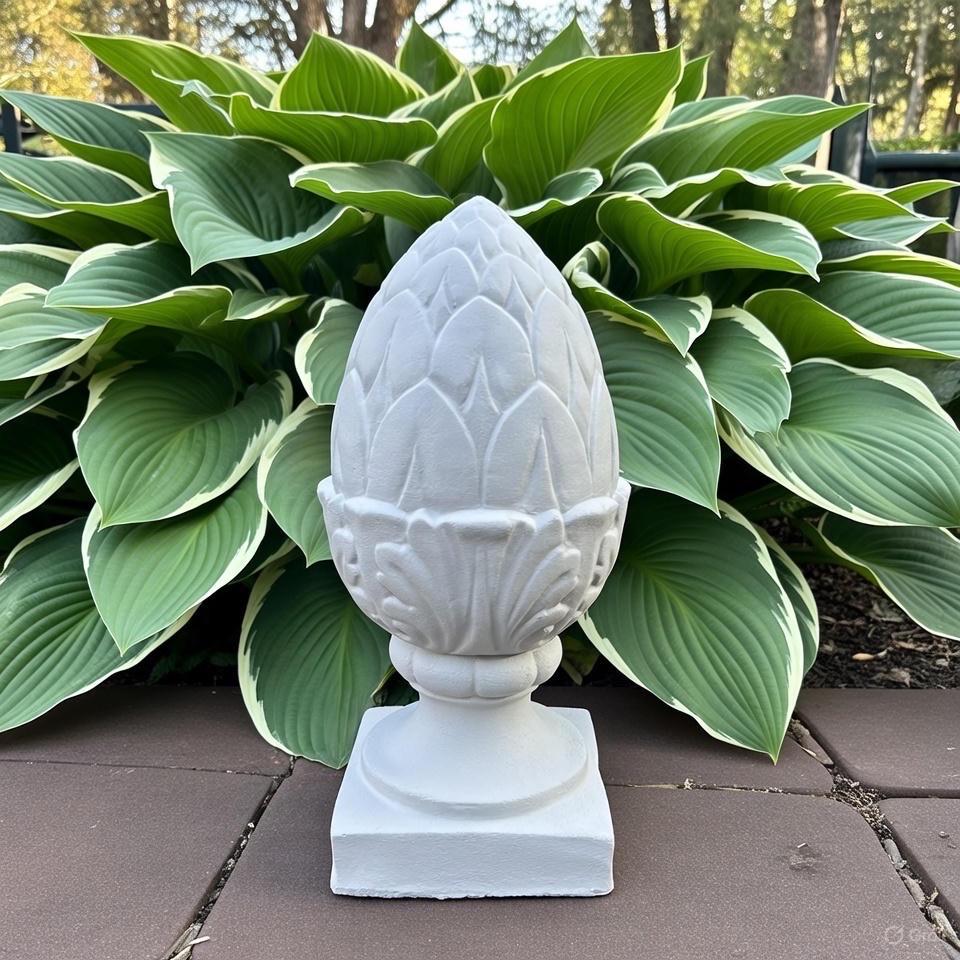 Artichoke Finial Statue 15 Inch Garden Sculpture Concrete Yard Art Lawn Ornament Home Decor Gift