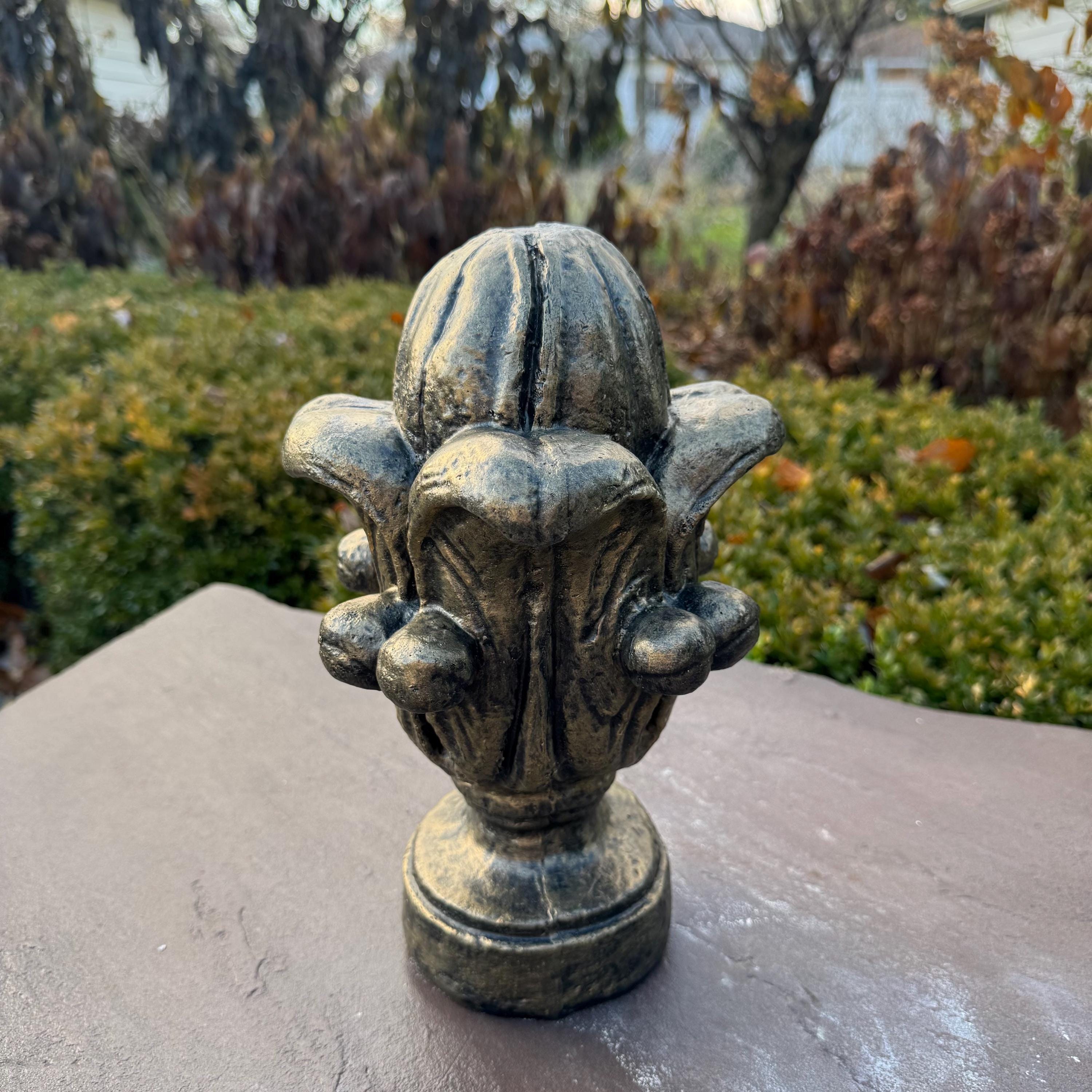 Gold Leaf Concrete Finial – 11 Inch French Garden Sculpture