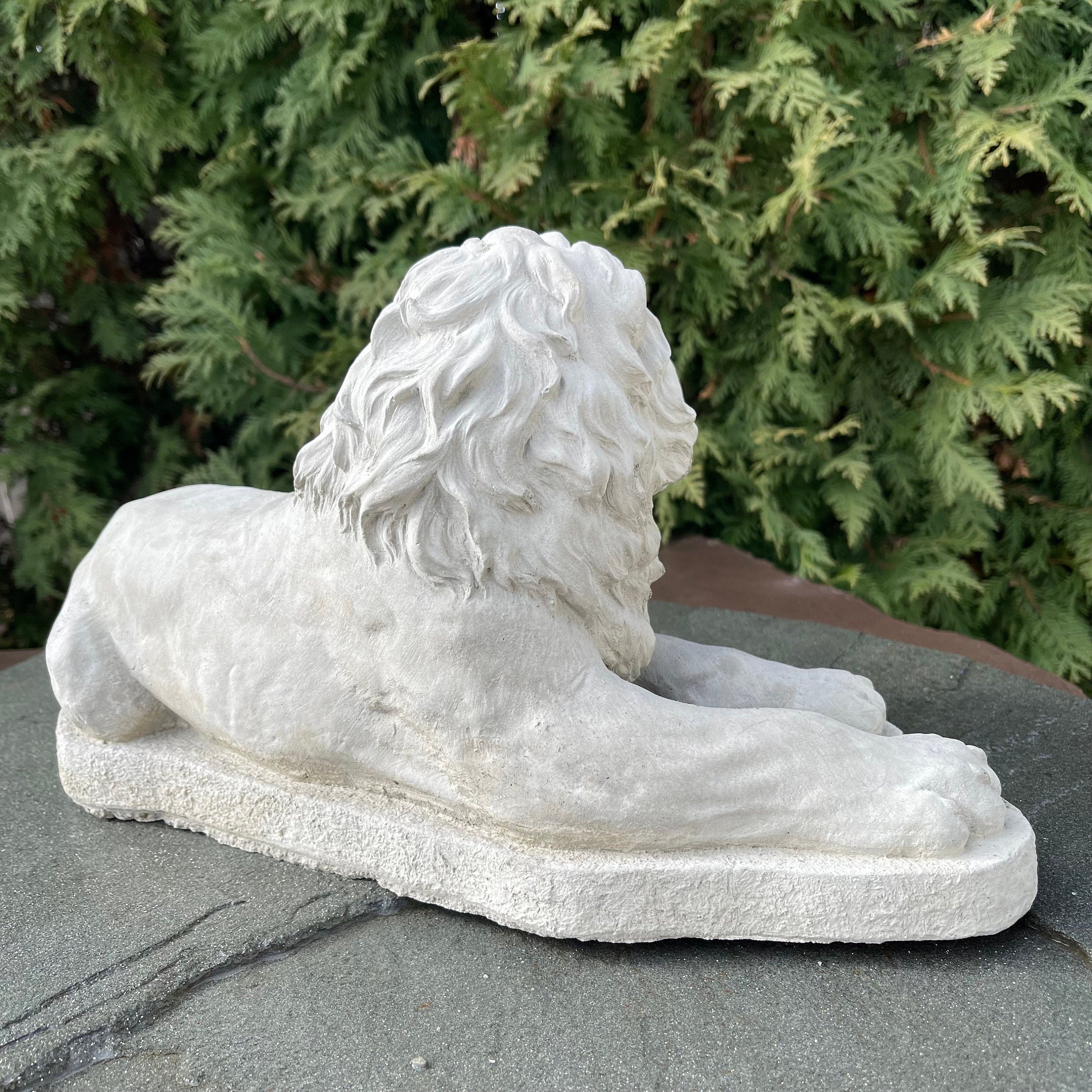 Biblical Lion Lamb Concrete Statue 15" Garden Sculpture Outdoor Religious Yard Decor Art