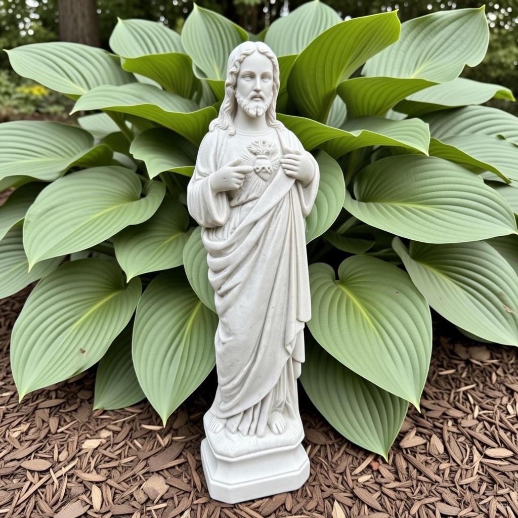 Sacred Heart Jesus Statue - 12 Inch Concrete Religious Garden Decor