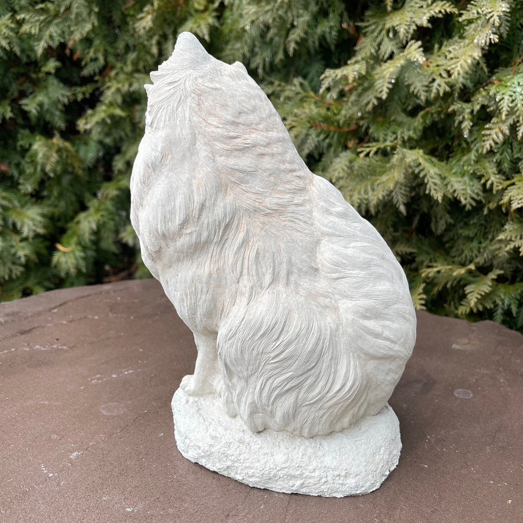 Concrete Pomeranian Garden Statue 10" Handmade Dog Memorial Sculpture Pet Loss Gift Yard Decor