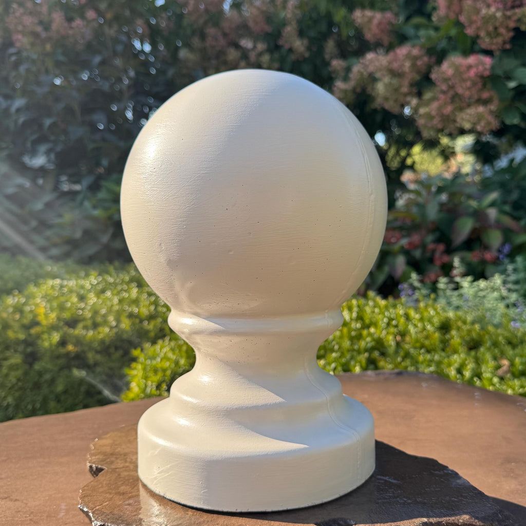 Hand-Painted Concrete Garden Ball Statue – 12 Inch Capstone Finial