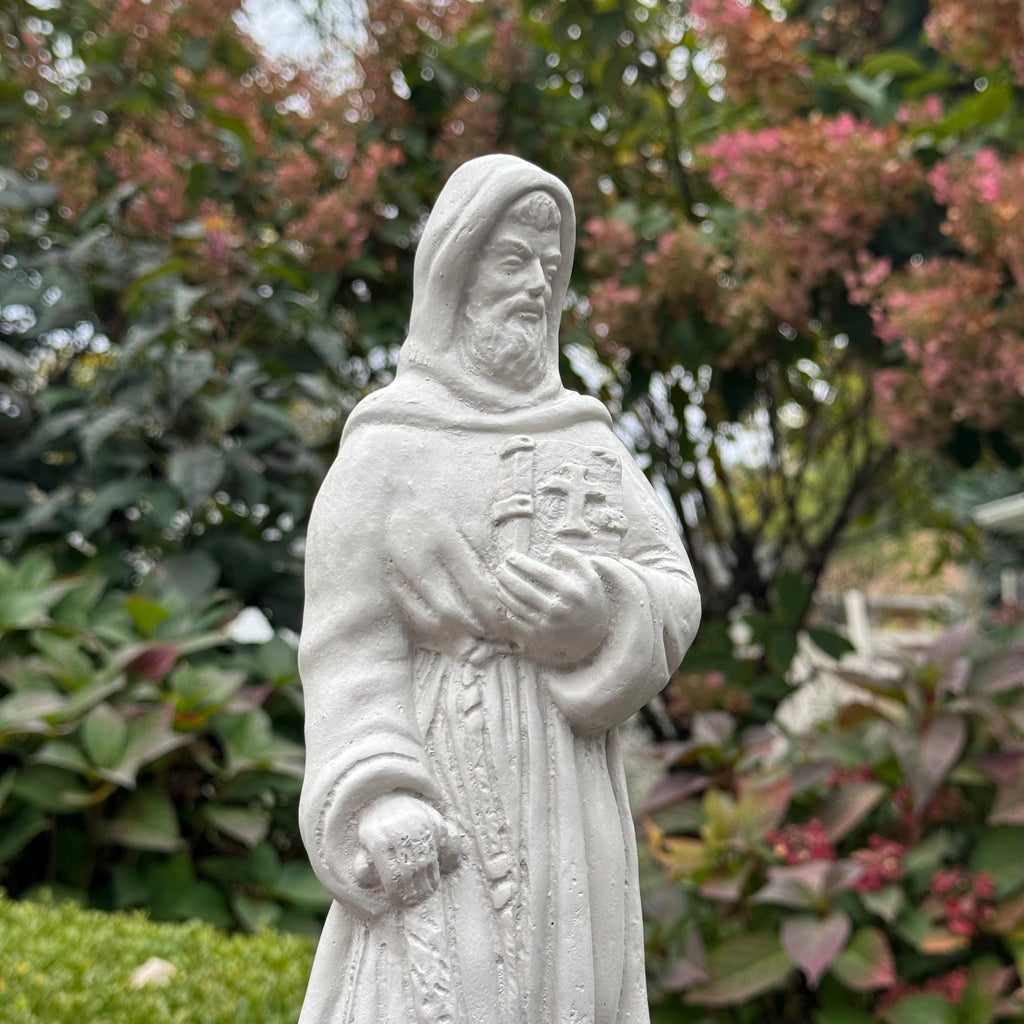 15" Concrete St Fiacre Garden Saint Statue - Catholic Religious Outdoor Yard Decor Patron of Gardeners