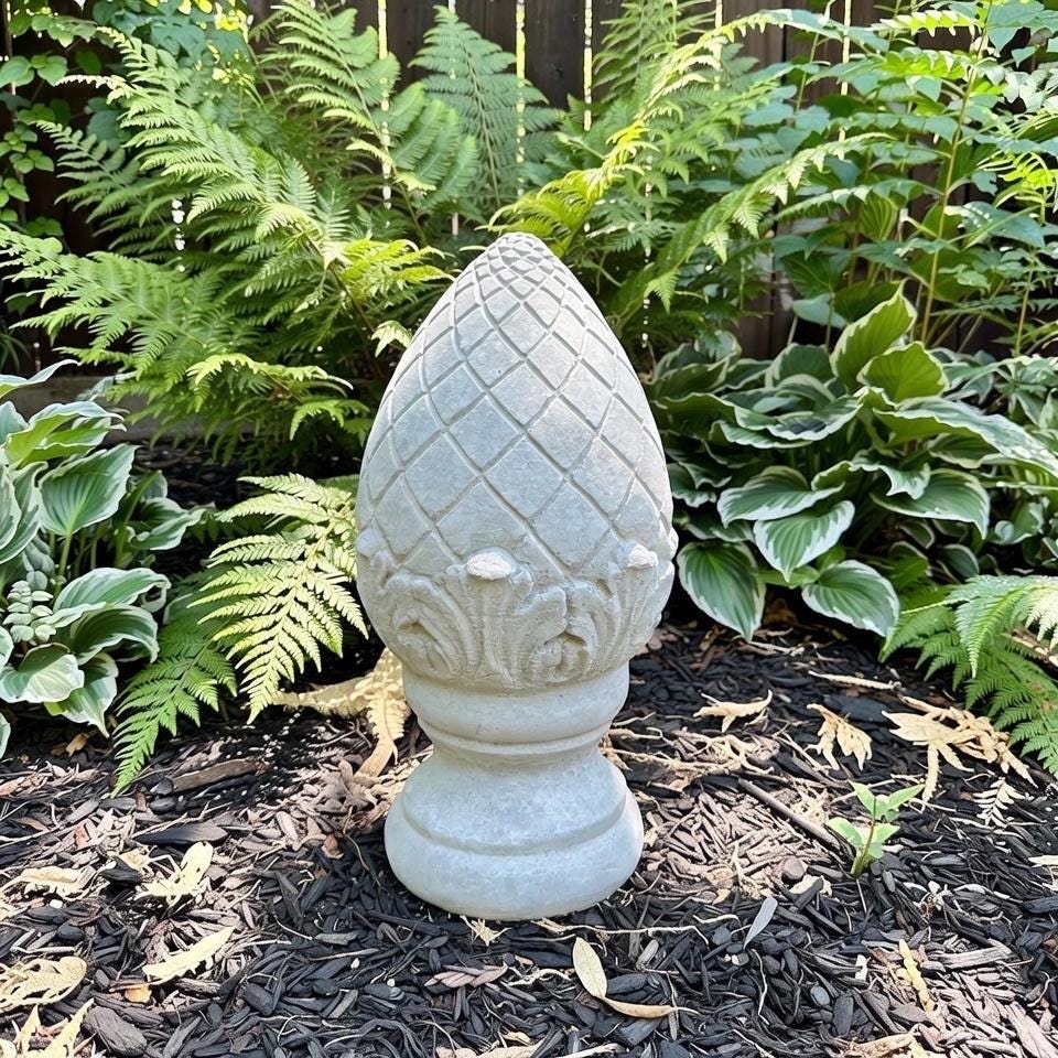 Concrete Artichoke Fountain Top: 13.5" Large Outdoor Garden Statue Cement Finial