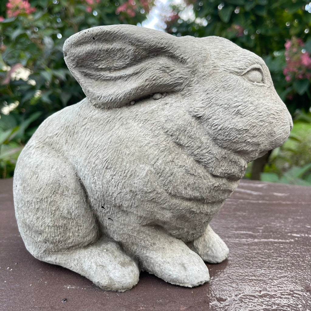 Concrete Rabbit Statue Modern Bunny Garden Sculpture Outdoor Yard Decor 10 Inch Lawn Ornament