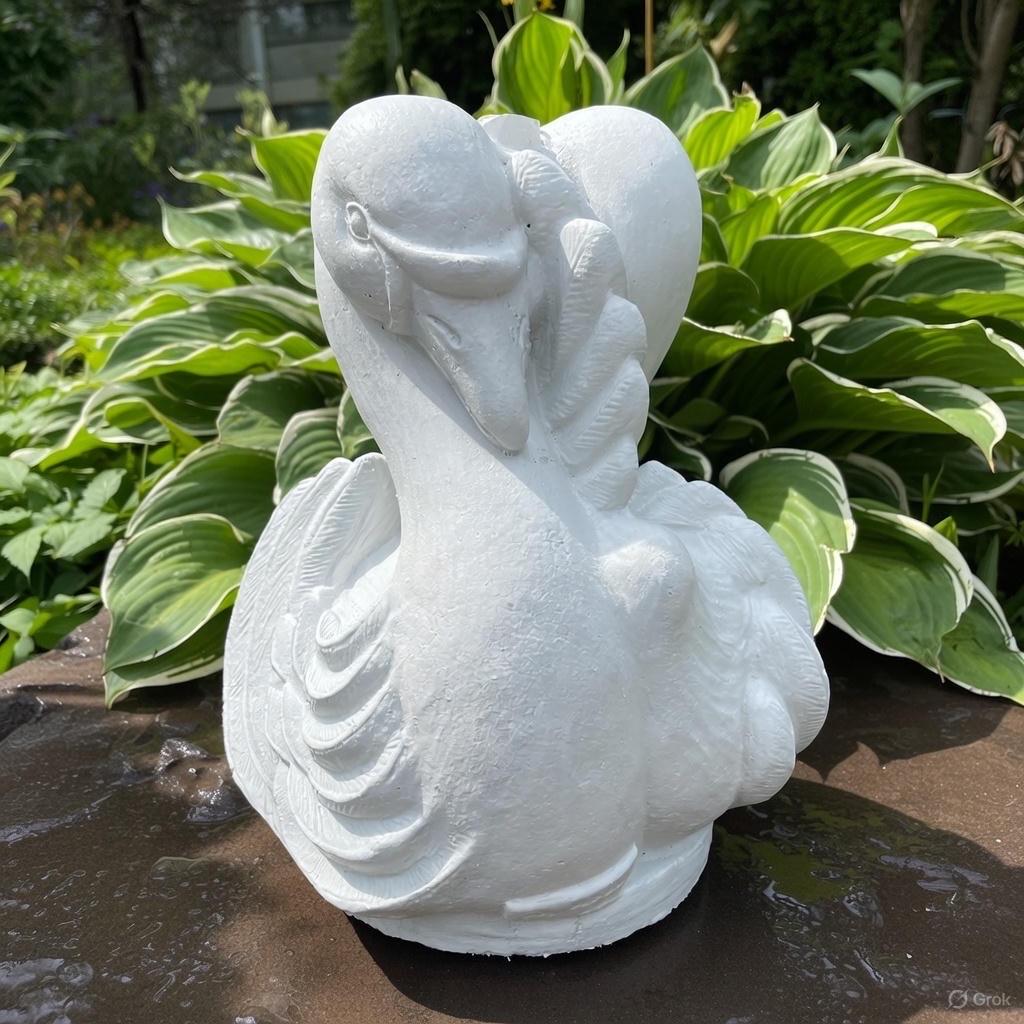 Concrete Fountain Top 10.5" Swan Cement Topper / Replacement Water Feature Part