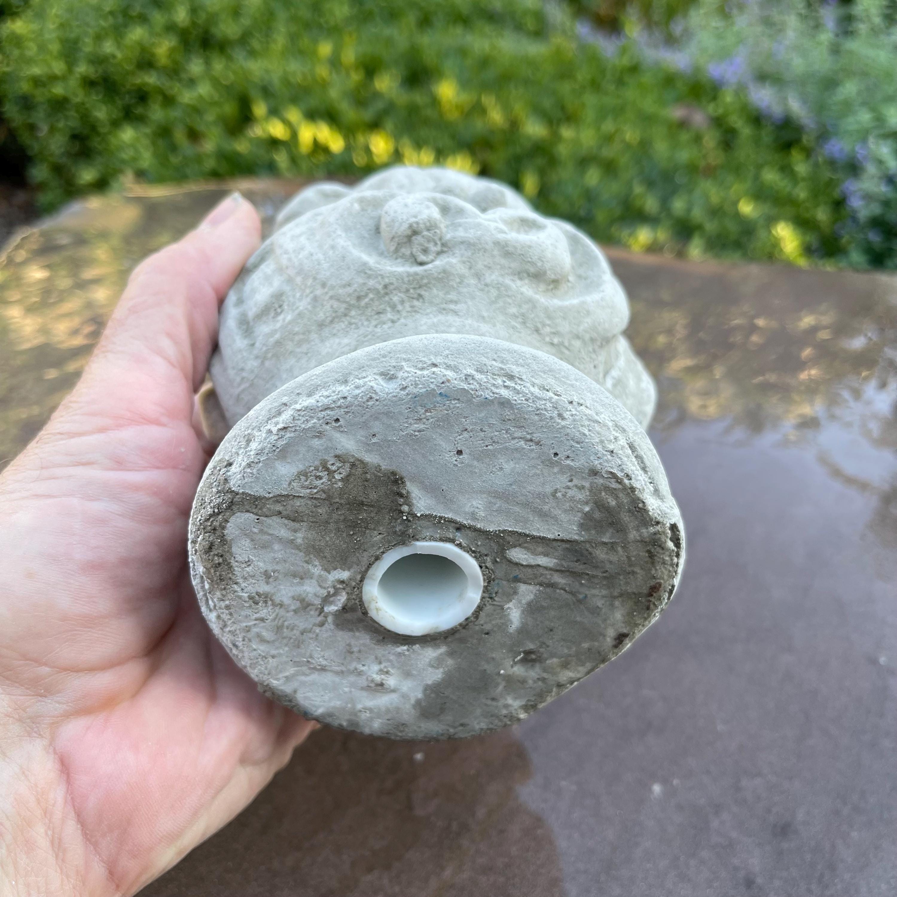 Replacement Fountain Topper 7.5" Cement Water Fountain Top / Concrete Pond Spitter Finial Statue