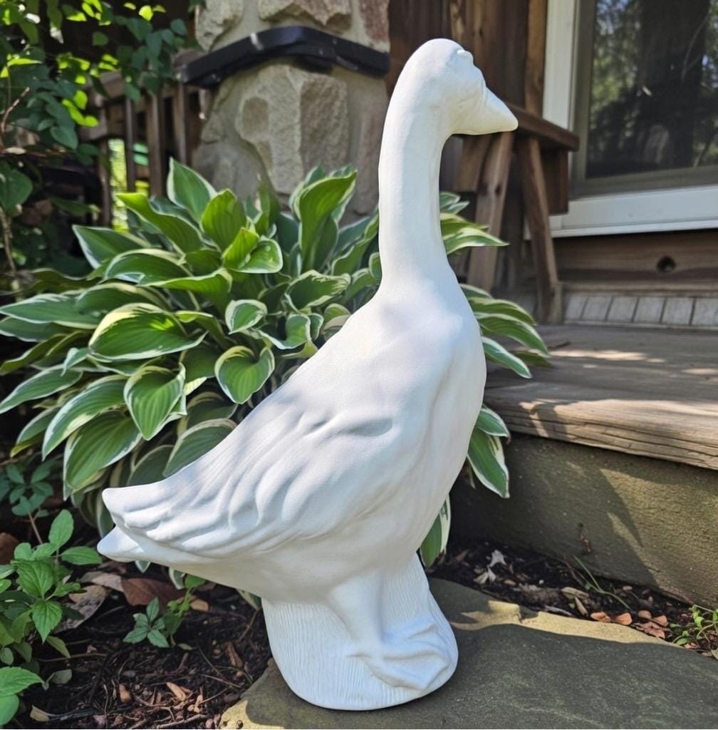 17.5 Inch Cement Porch Goose Statue - Garden Ornament Patio Yard Decor Concrete Lawn Animal Sculpture Gift