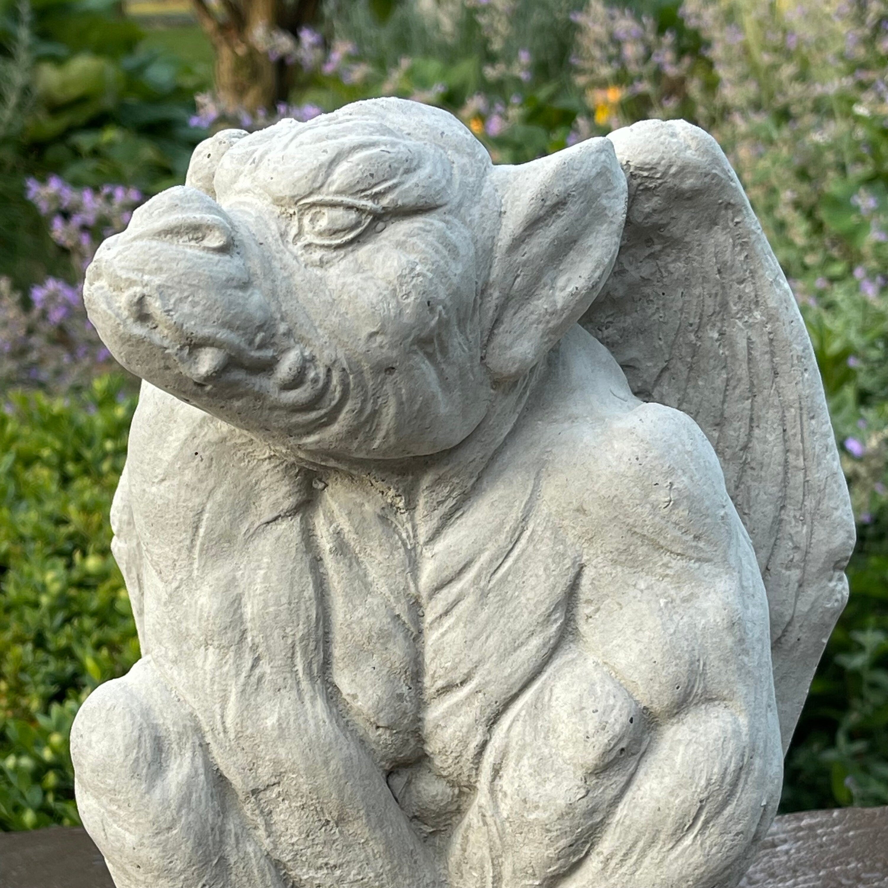 Gothic Winged Gargoyle Concrete Statue 11 Inch Garden Sculpture Outdoor Halloween Yard Decor