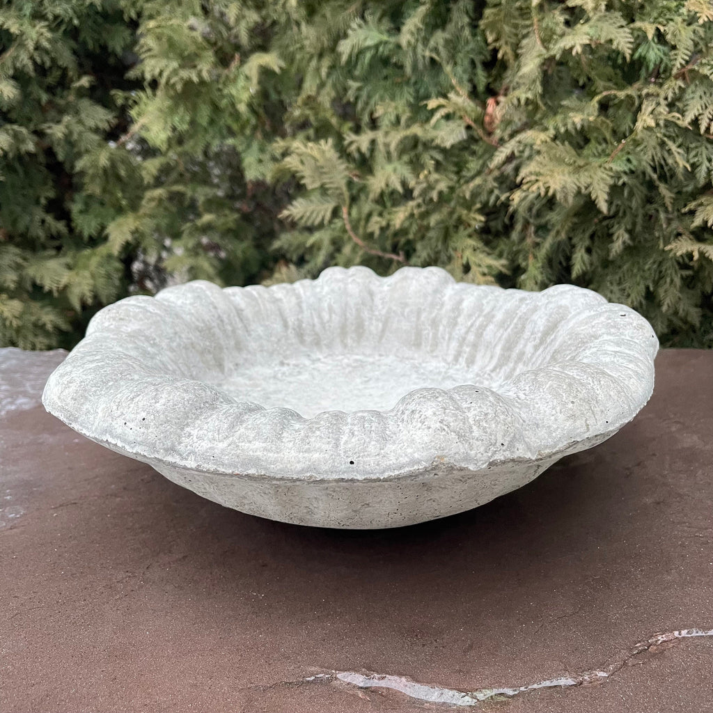Small Cement Bird Bath Bowl: 13" Modern Concrete Bird Bath