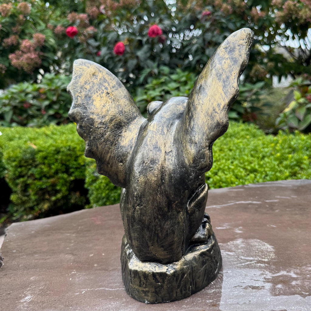 11 inch Concrete Gargoyle Statue - Gothic Garden Sculpture, Halloween Decor, Spooky Yard Ornament Gift