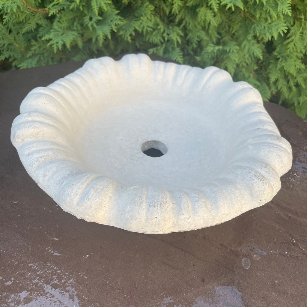 13.5 Inch Concrete Fountain Bowl Replacement - Small Outdoor Cement Tulip Basin for Garden Water Features