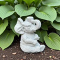 Concrete Elephant Garden Fountain Spout - 10 Inch Painted Water Feature Outdoor Statue Spitter