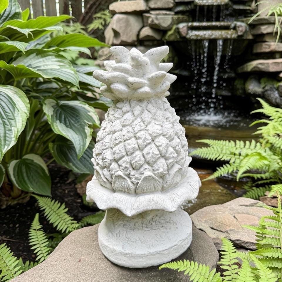 Cement Fountain Topper Replacement 11" Pineapple Water Fountain Tops Outdoor Concrete