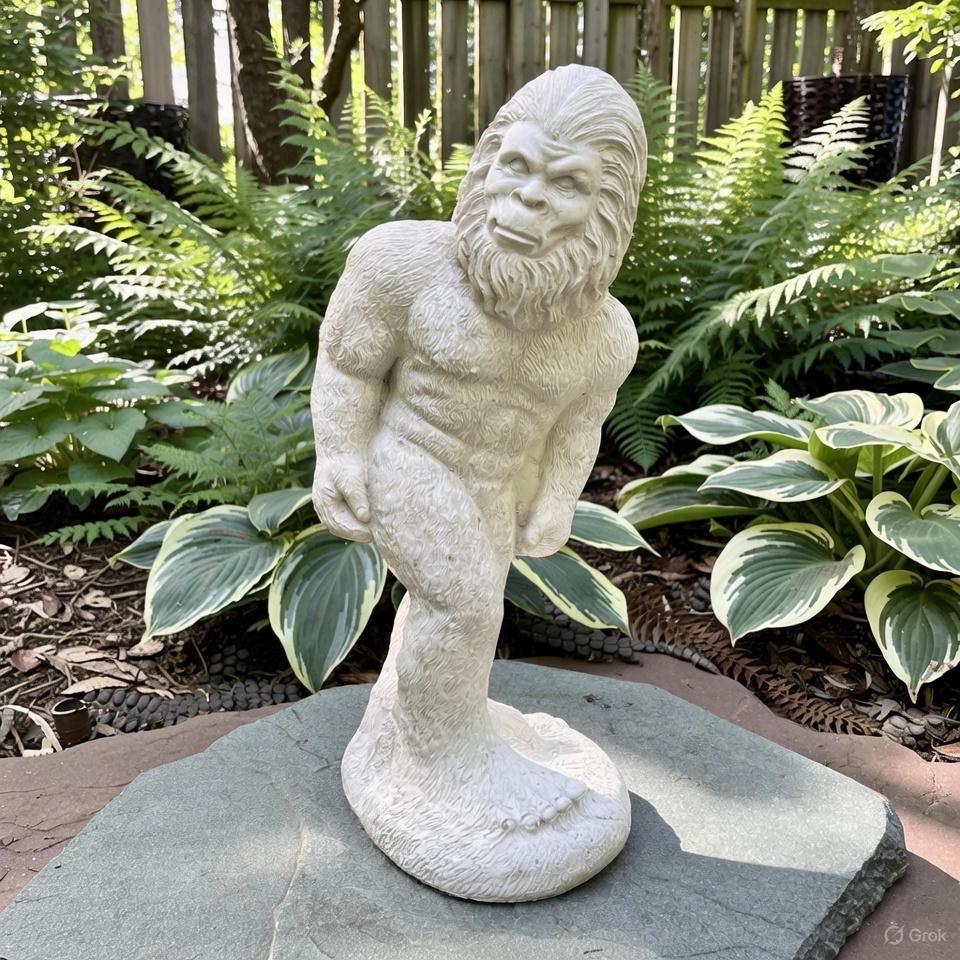 Cement Bigfoot Garden Statue 17 Inch Concrete Sasquatch Outdoor Yard Sculpture Lawn Ornament Decor Gift