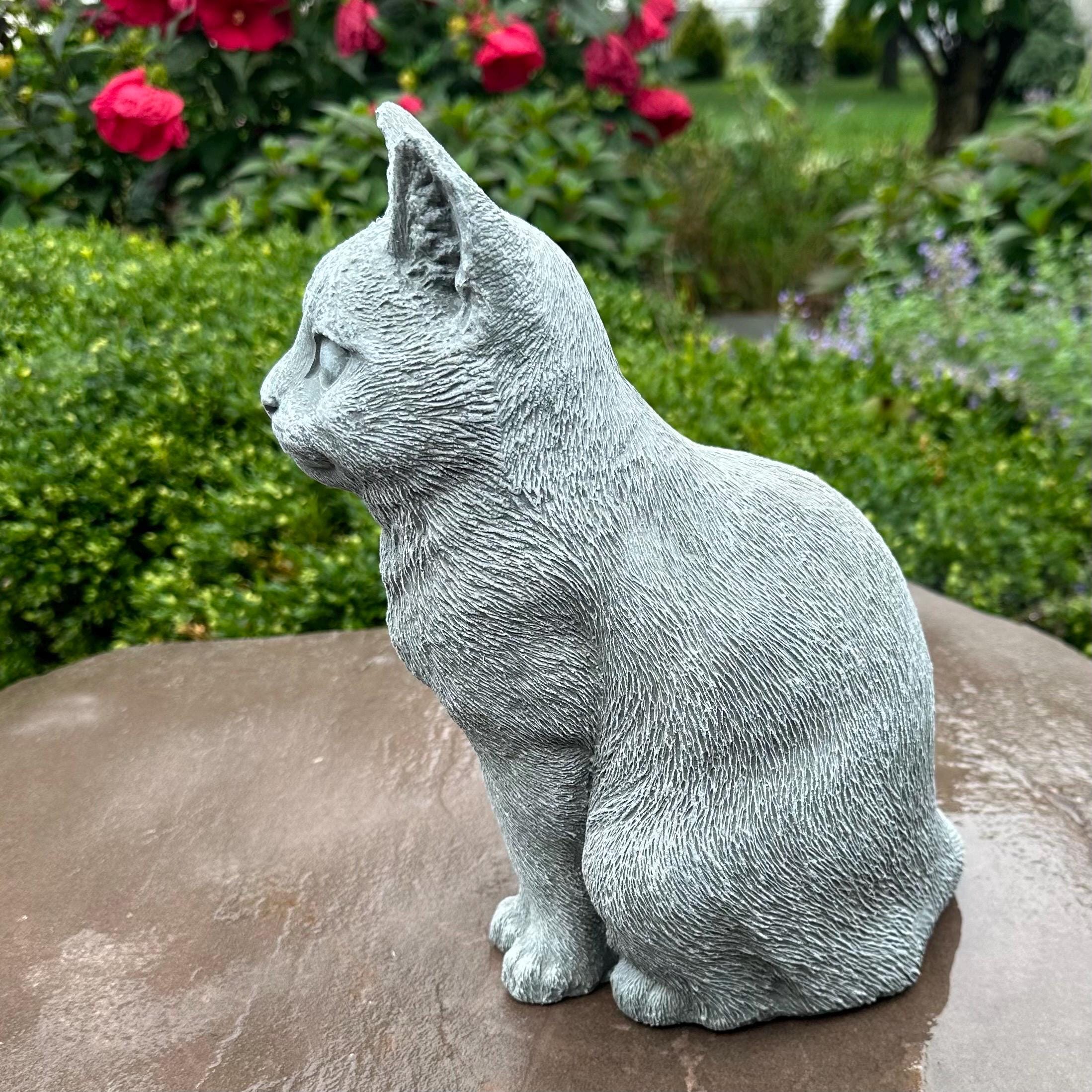 Stone Cat Statue For The Garden 12" Cat In Concrete