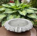 Concrete Fountain Bowl Top: 19" Leafy Garden Water Feature, Painted Cement Topper