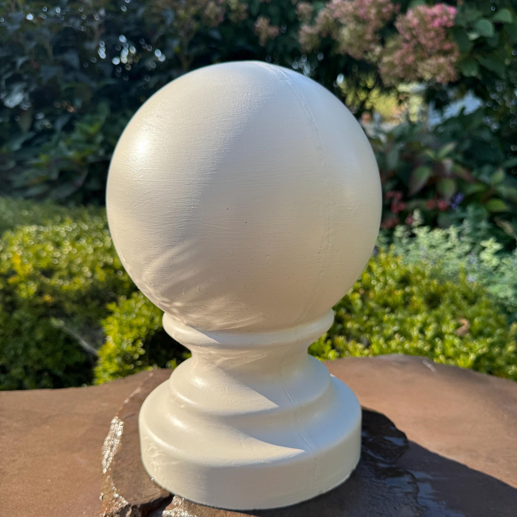 Hand-Painted Concrete Garden Ball Statue – 12 Inch Capstone Finial