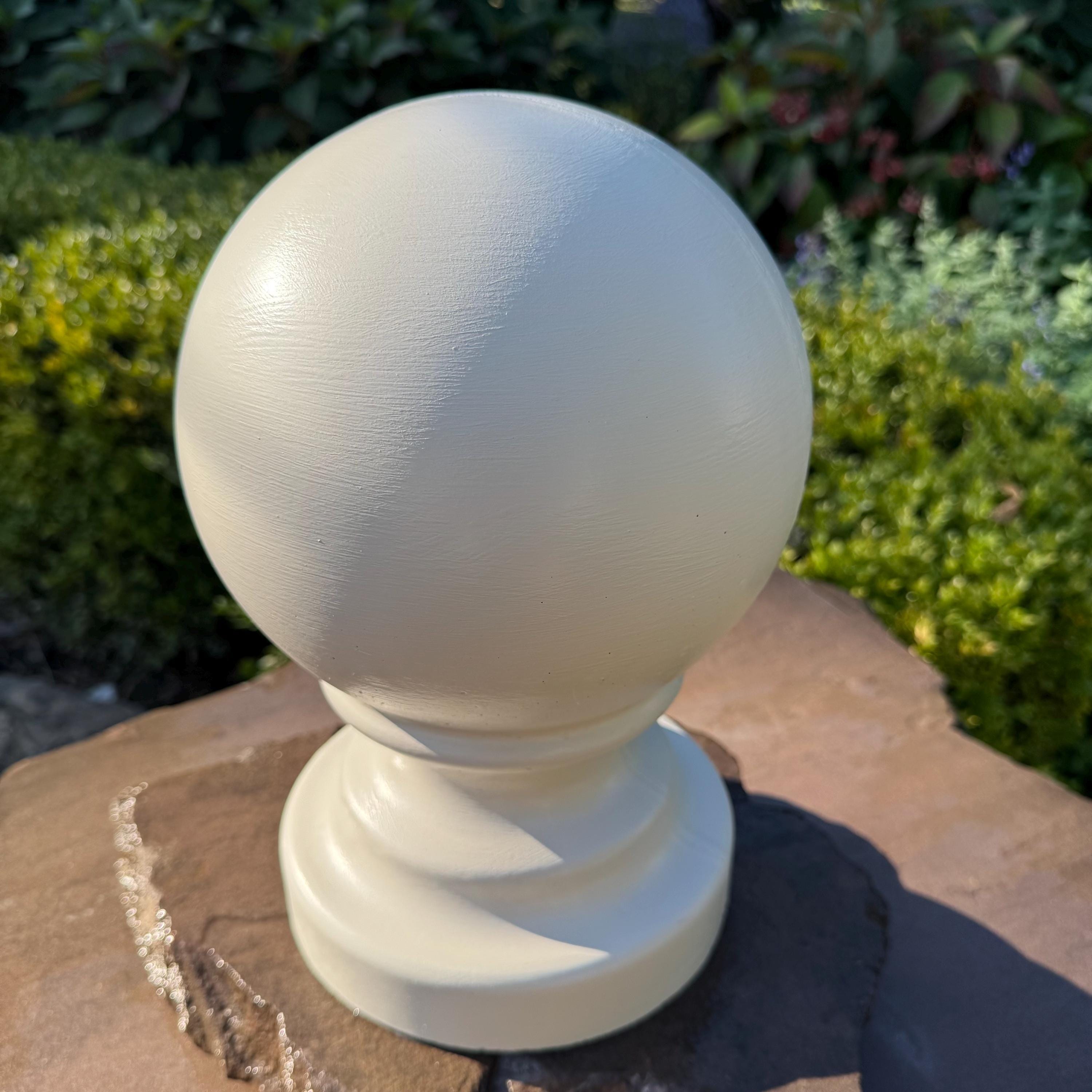Hand-Painted Concrete Garden Ball Statue – 12 Inch Capstone Finial