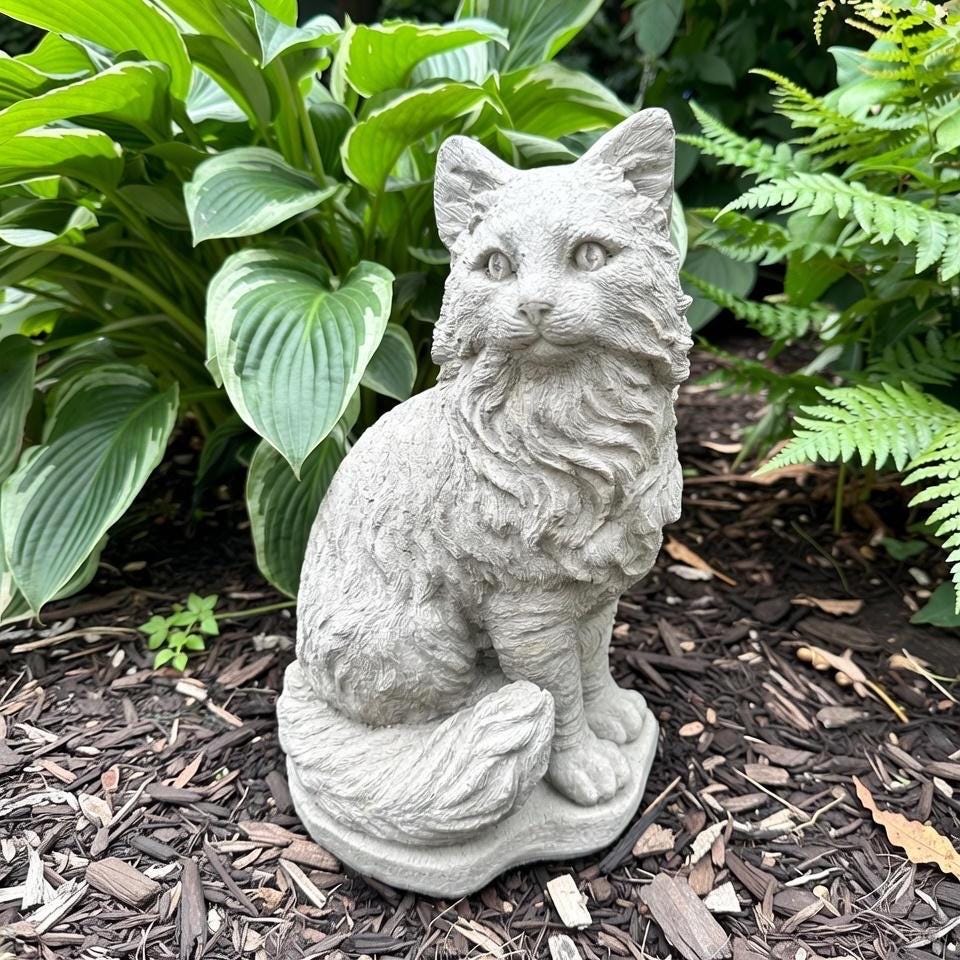 Cement Cat Statue 11" Concrete Cat Statue Near Me