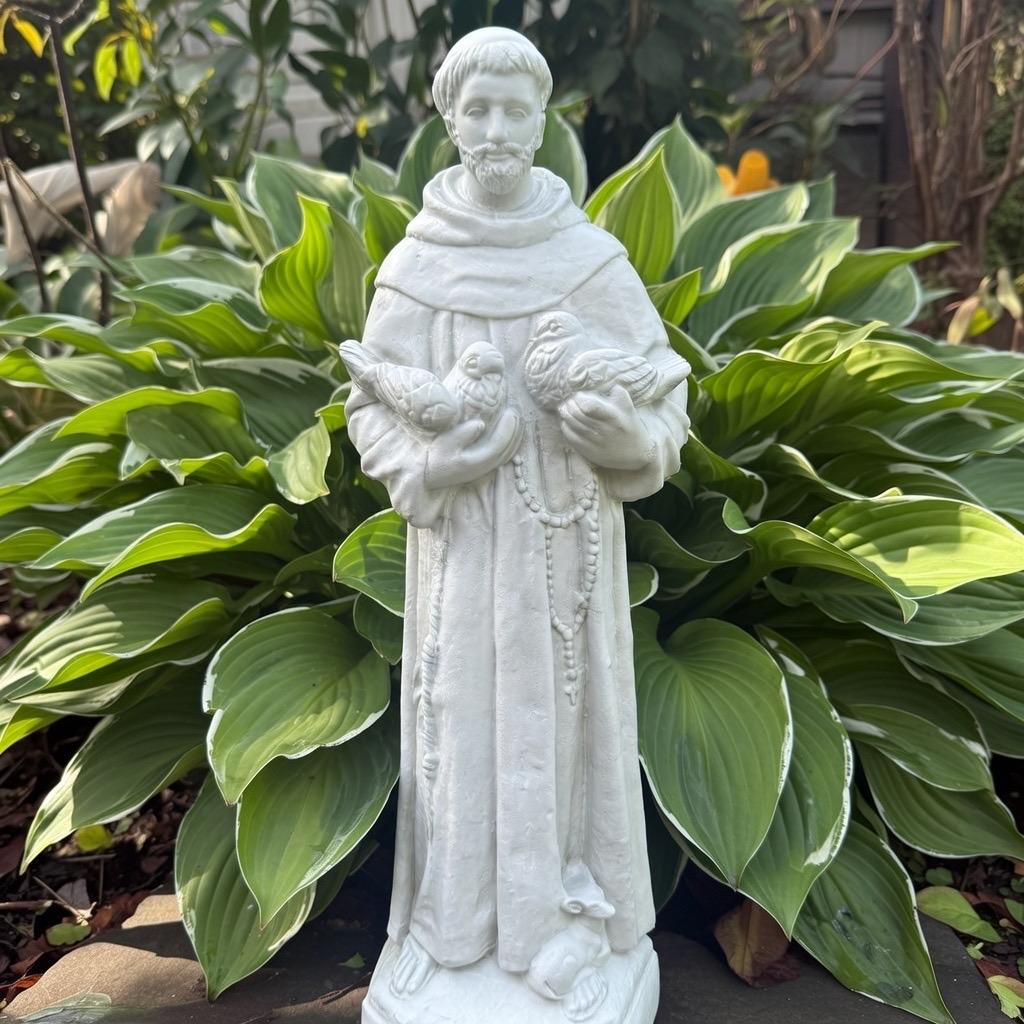 St Francis Assisi 27 inch Concrete Garden Statue Catholic Religious Outdoor Yard Sculpture Decor Gift